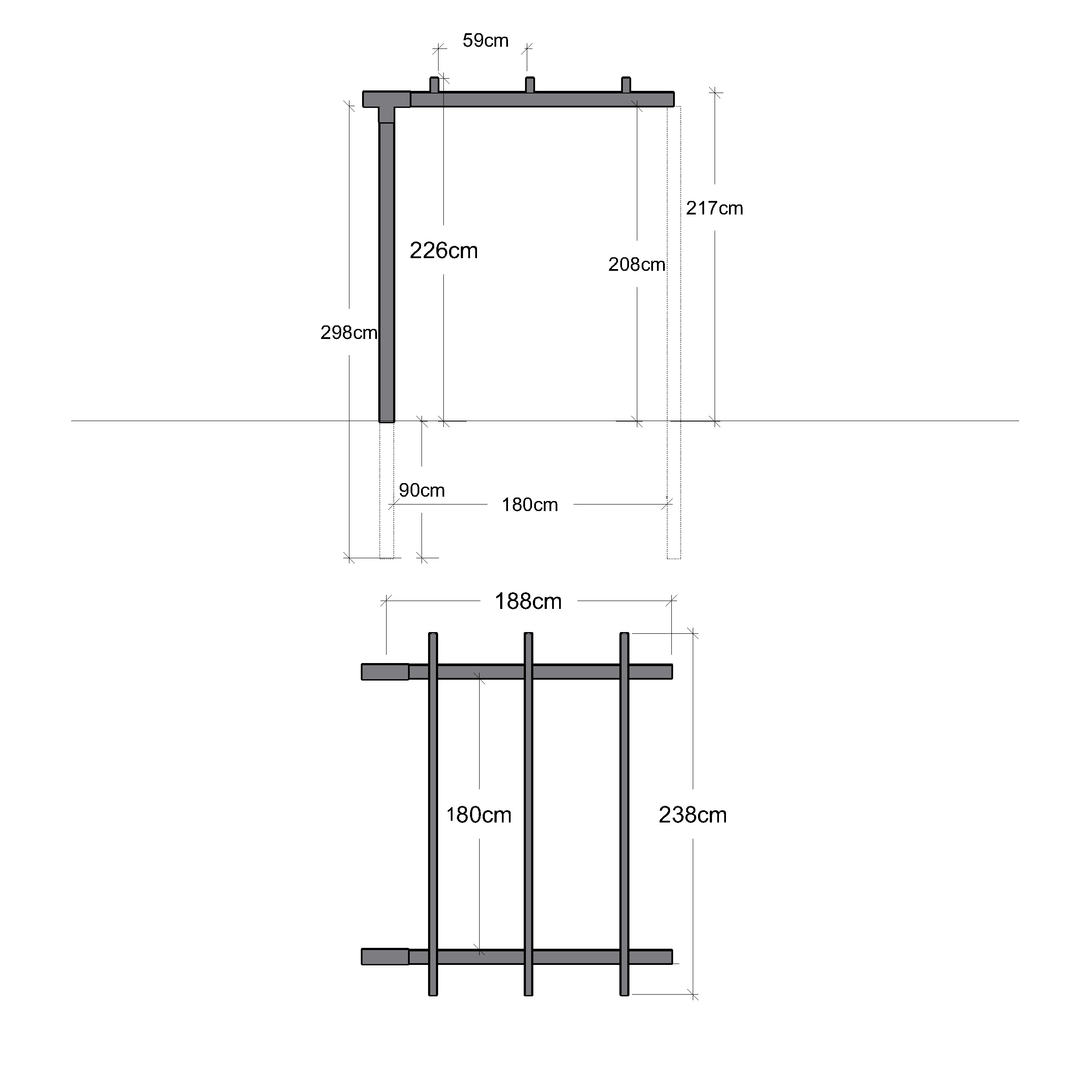 Pergola PLUS Dobbel 1 Modul Forlenger