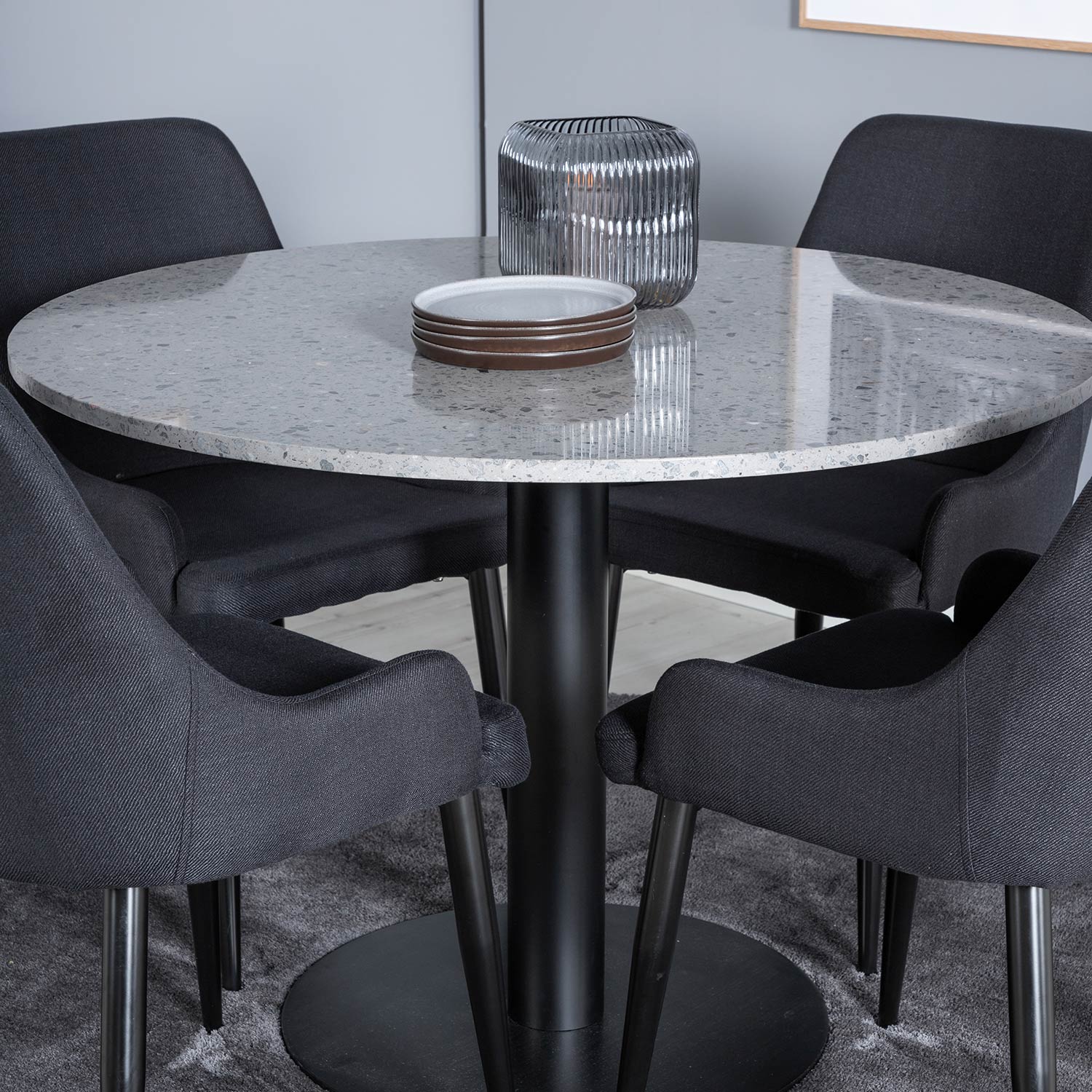 Spisegruppe Venture Home Roxanna med 4 Plake Stoler Rundt