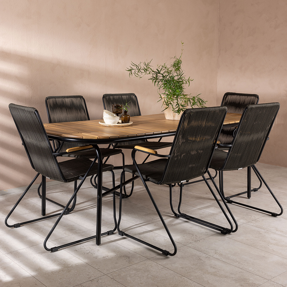Spisegruppe Venture Home Holmbeck Bord med 6 Bois Stoler