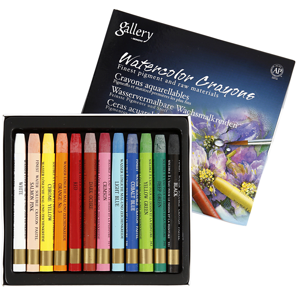 Akvarellkritt Creativ Company Gallery Ass Farger L9,3 cm 12 stk/1 Pk