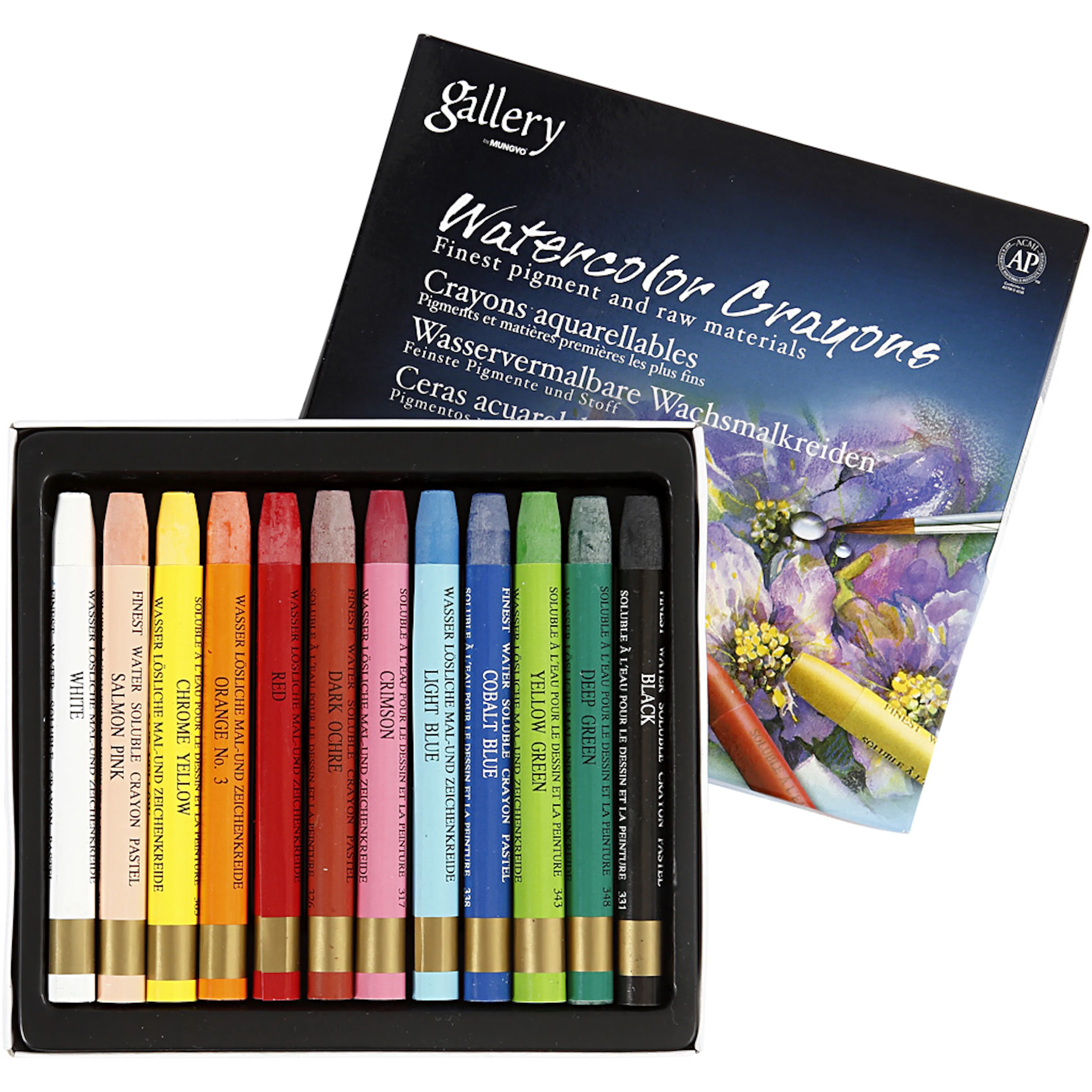 Akvarellkritt Creativ Company Gallery Ass Farger L9,3 cm 12 stk/1 Pk