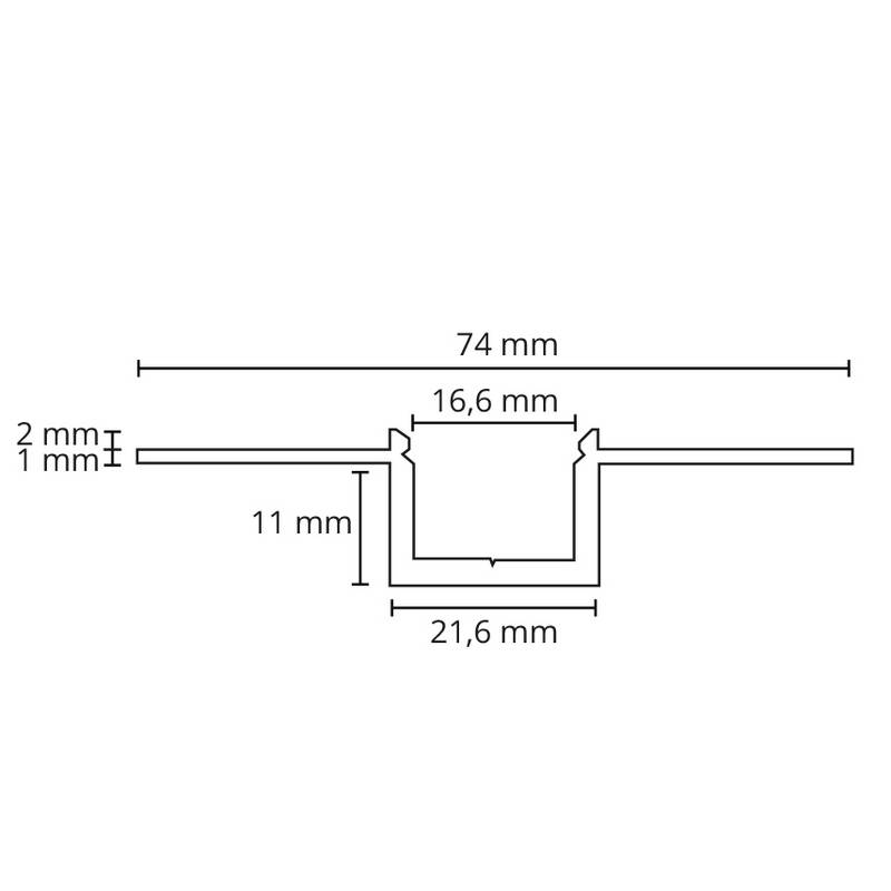 Profil SG ARMATUREN Innfelt Skjult Stripline 1,8M V