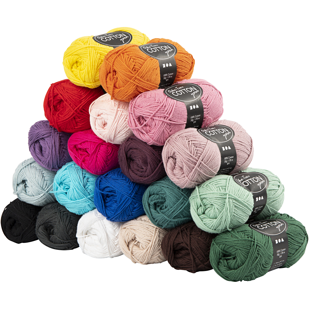 Bomullsgarn Creativ Company Ass Farger Nr 8/4 170 m 20x50 G/1 Pk