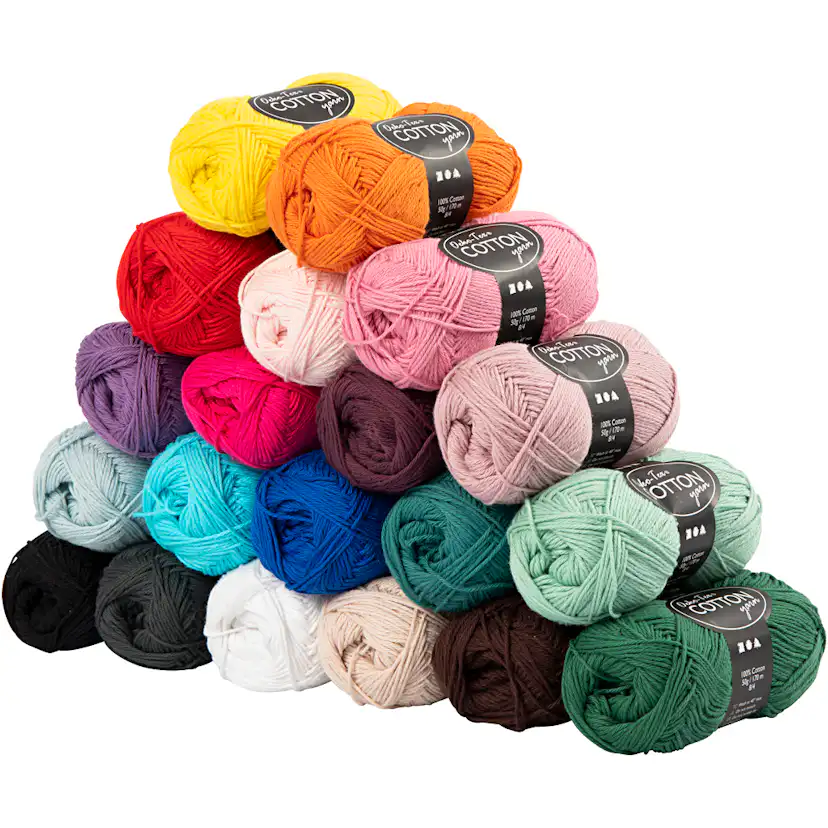 Bomullsgarn Creativ Company Ass Farger Nr 8/4 170 m 20x50 G/1 Pk