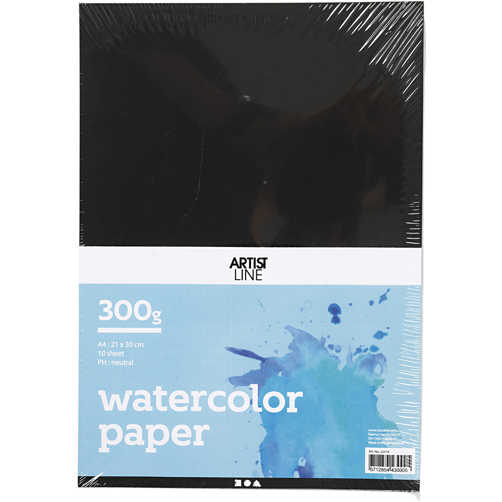 Akvarellpapir Creativ Company A4 300 g 10 Ark/1 Pk Svart