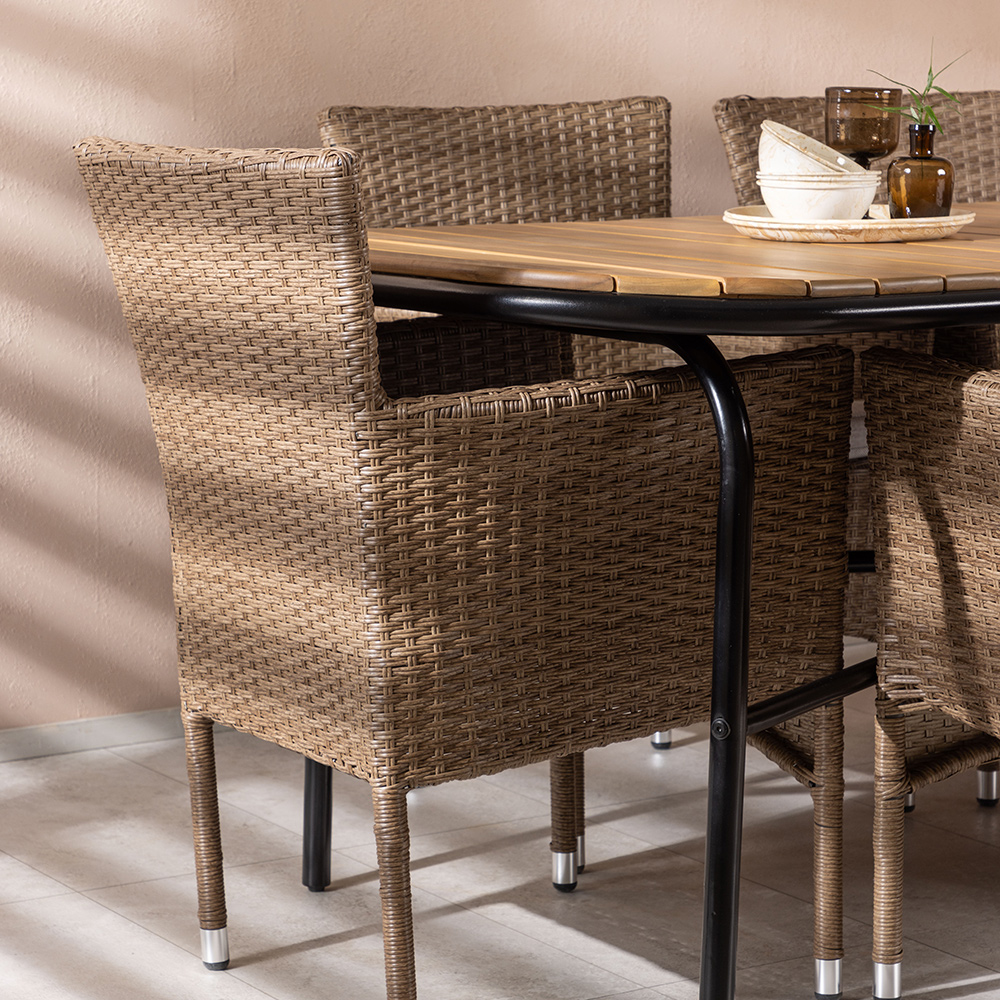 Spisegruppe Venture Home Holmbeck Bord med 6 Malina Stoler