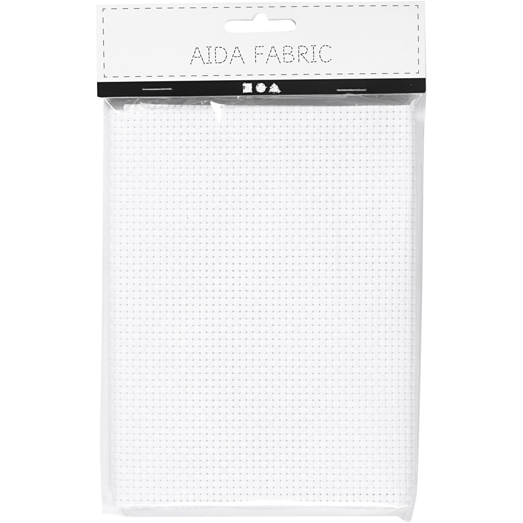 Broderistoff Creativ Company Aida Str 50x50 cm 35 Ruter pr 10 cm 1 stk Hvit