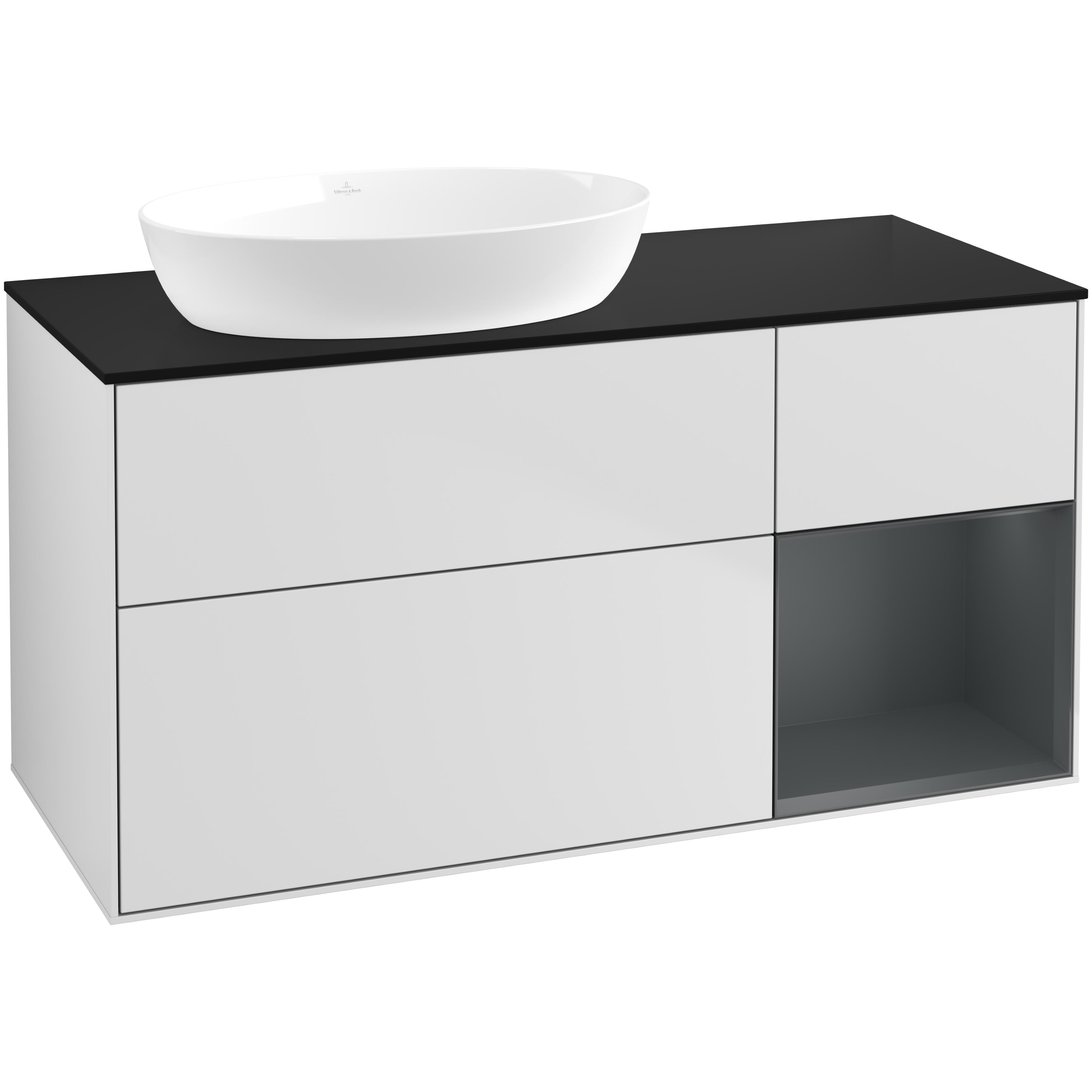 Tvättställsskåp Villeroy & Boch Finion med 3 Lådor Hylla och Bänkskiva för Ocentrerat Tvättställ från Artis & Collaro