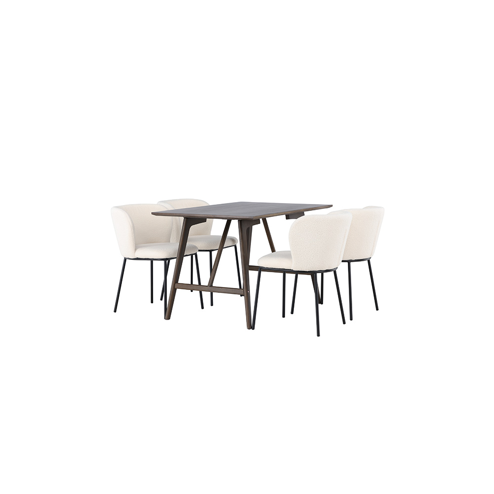 Spisegruppe Venture Home Kaseidon med 4 stk Edina Stoler