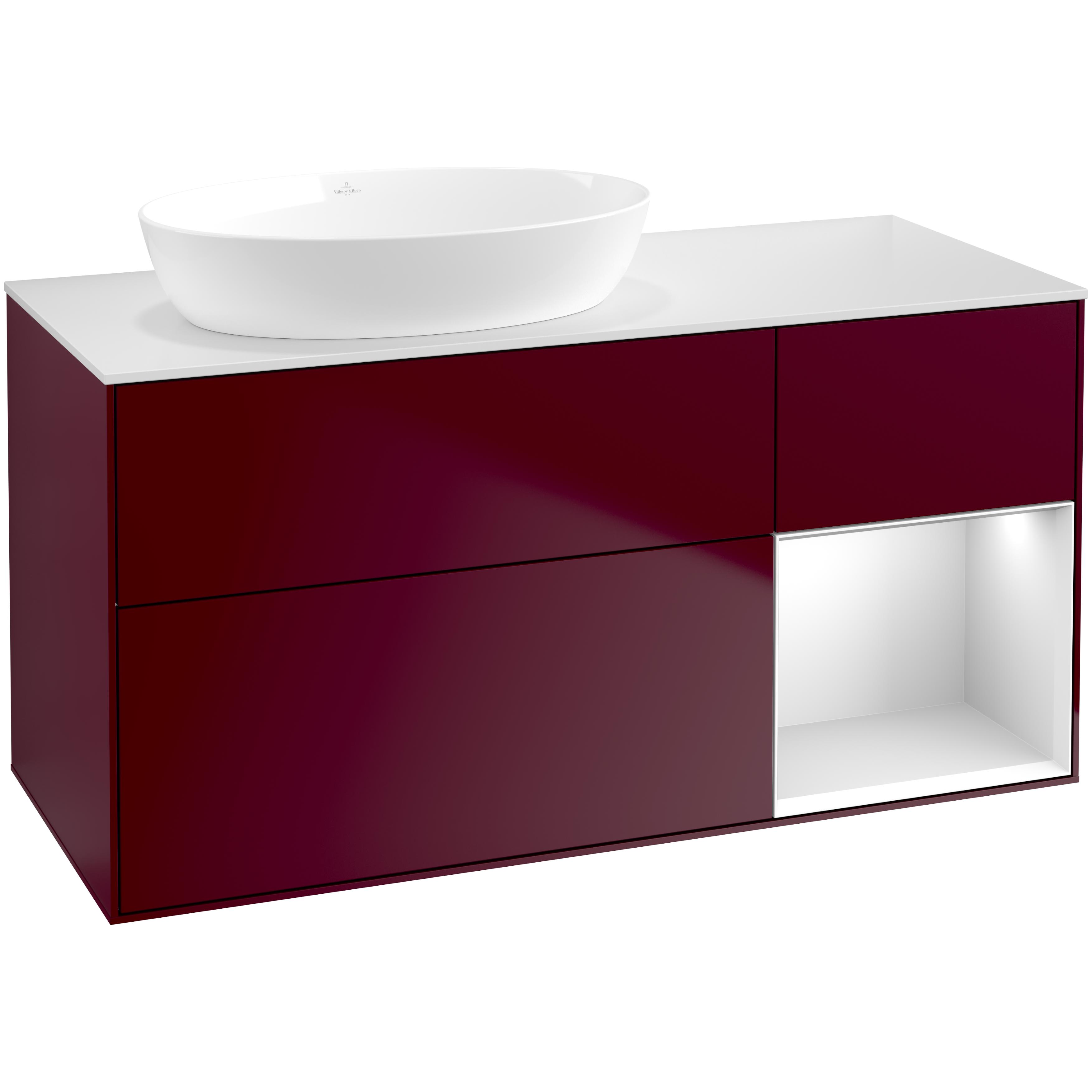 Tvättställsskåp Villeroy & Boch Finion med 3 Lådor Hylla och Bänkskiva för Ocentrerat Tvättställ från Artis & Collaro
