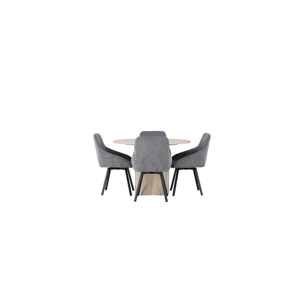 Spisegruppe Venture Home Olivia Ø110 cm med 4 stk Rosie Stoler