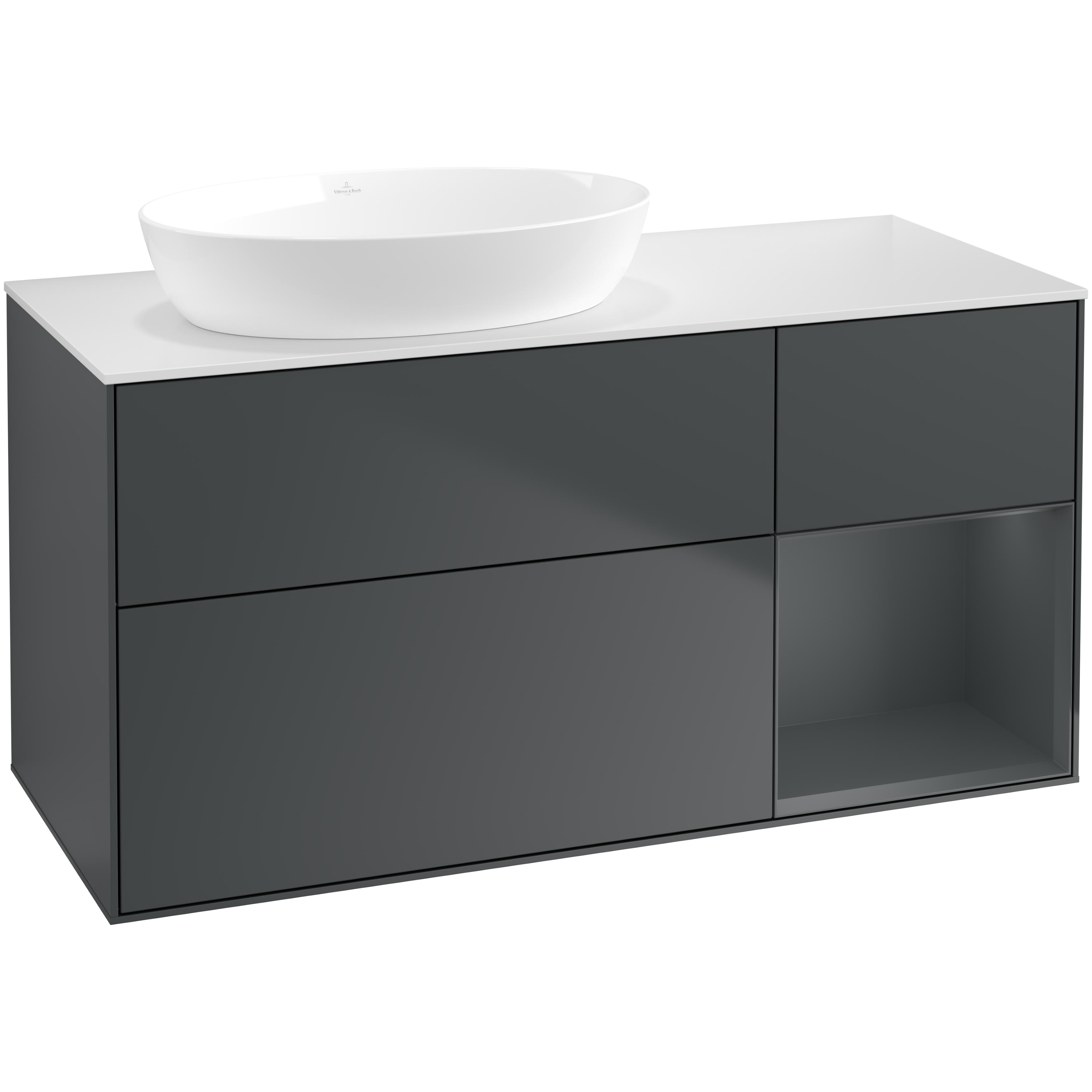 Tvättställsskåp Villeroy & Boch Finion med 3 Lådor Hylla och Bänkskiva för Ocentrerat Tvättställ från Artis & Collaro