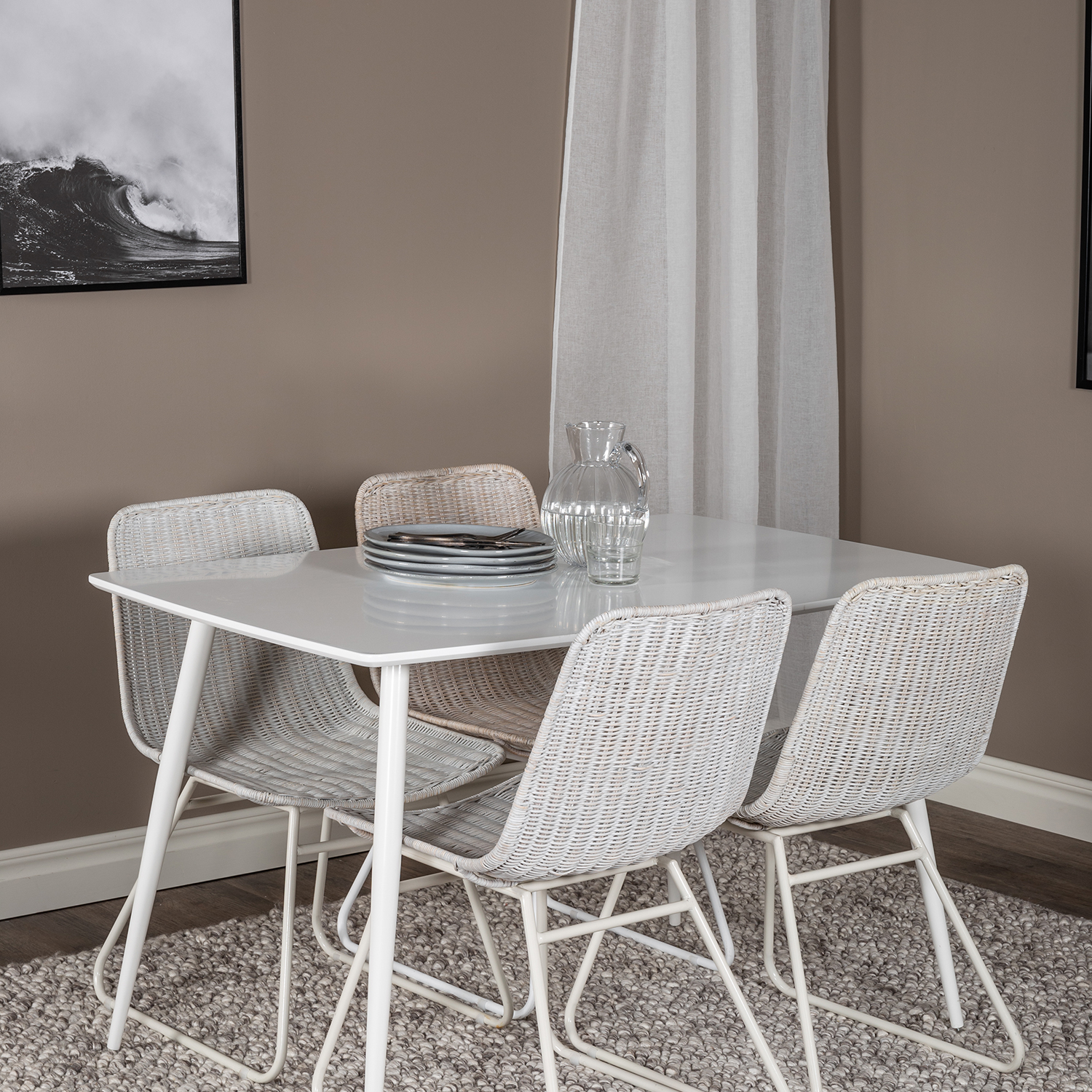 Spisegruppe Venture Home Pobbie med 4 Cornelia Stoler Polyester