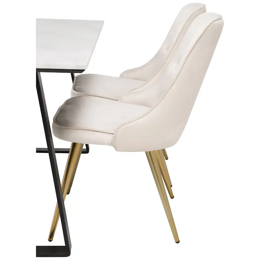 Spisegruppe Venture Home Estelle 140 med 4 Vera Stoler Fløyel/Messing