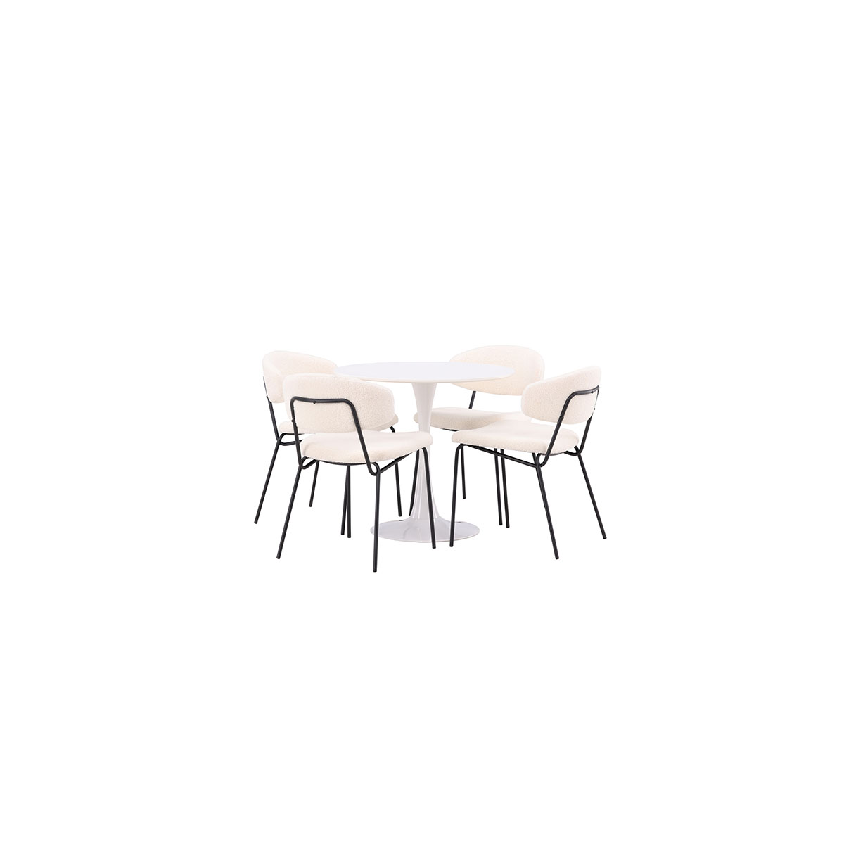 Spisegruppe Venture Home Hamden Ø80 cm med 4 Chico Stoler
