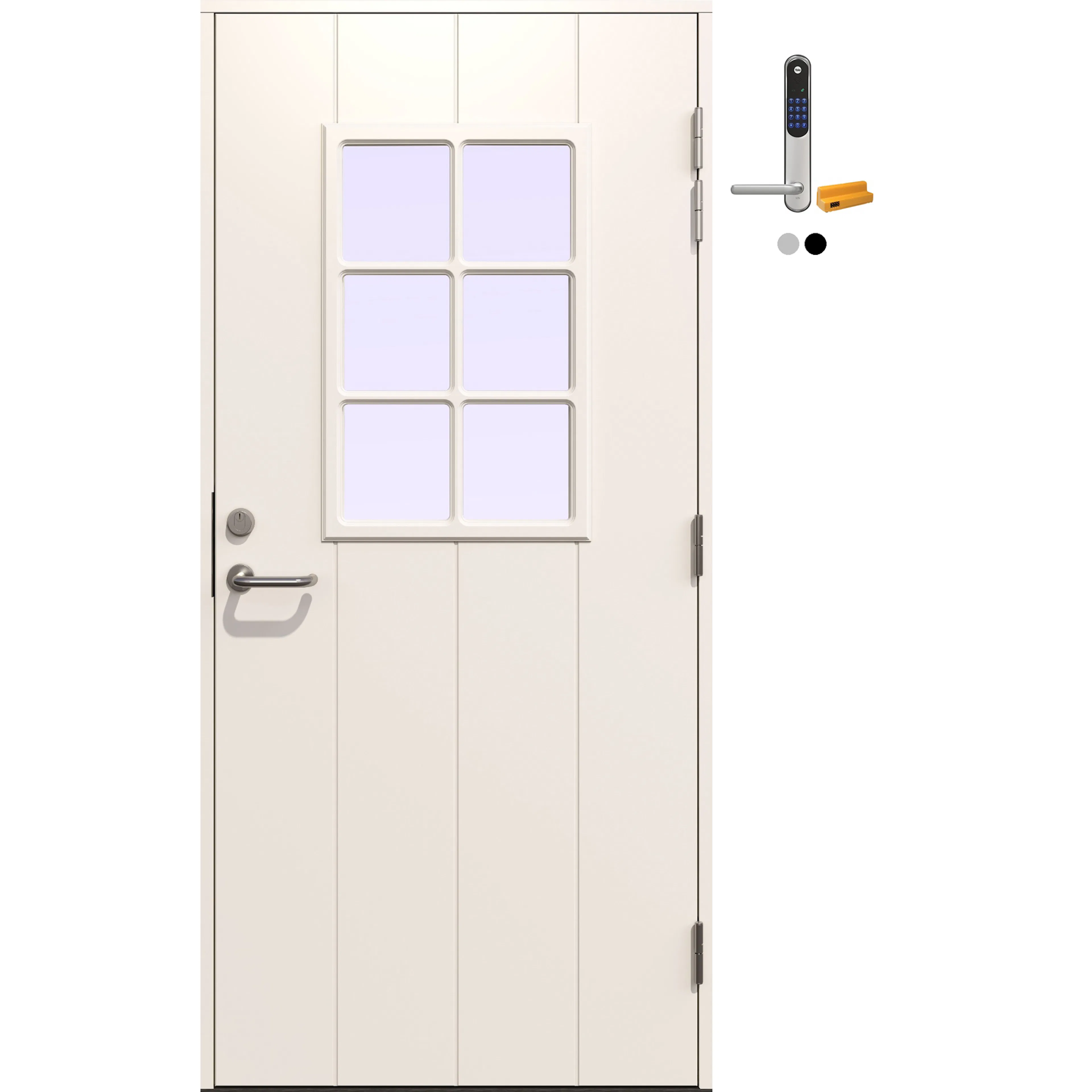 Ytterdør Gilje Lund Katedralglass med Yale Doorman Classic Home