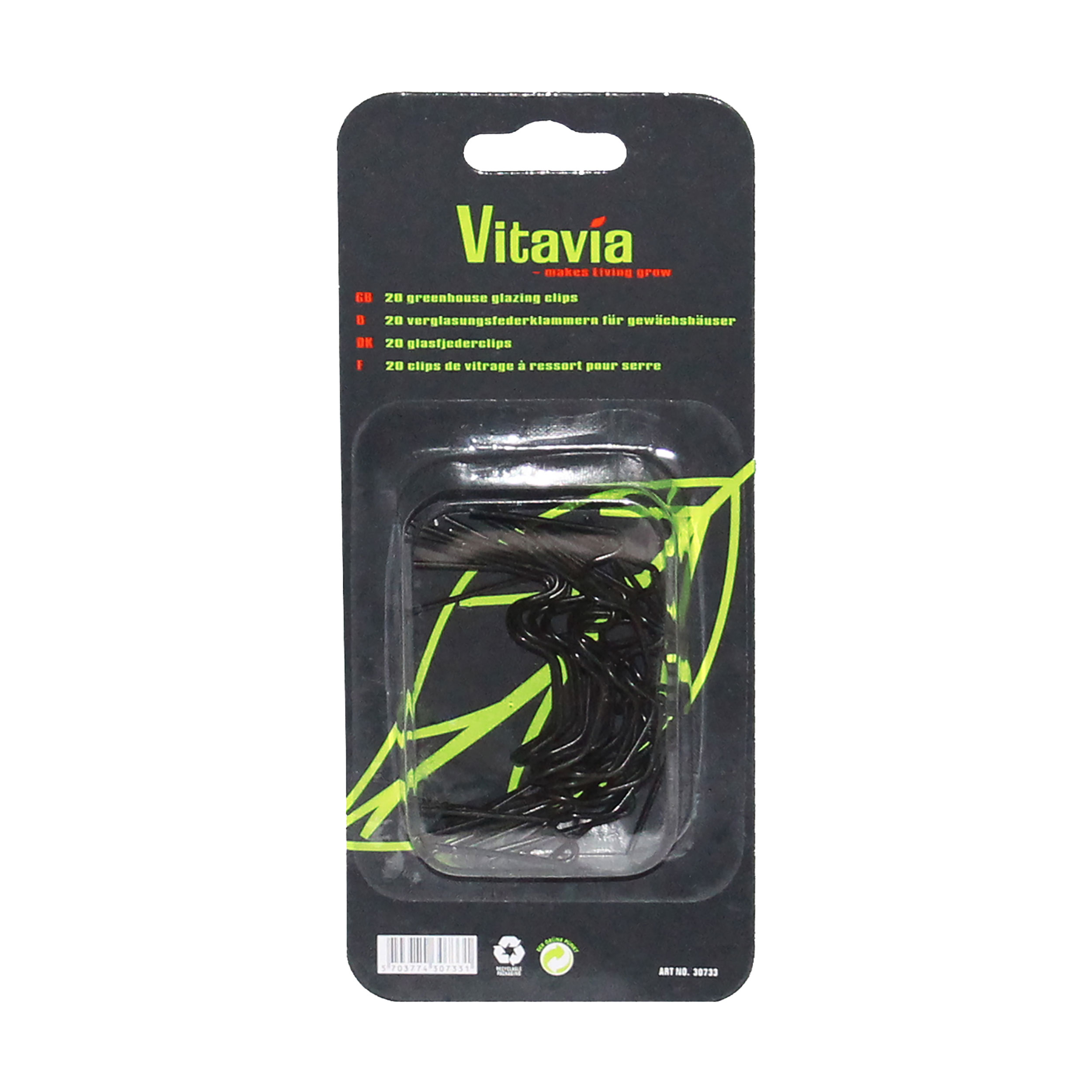 Glassclips Vitavia Sort 20 stk