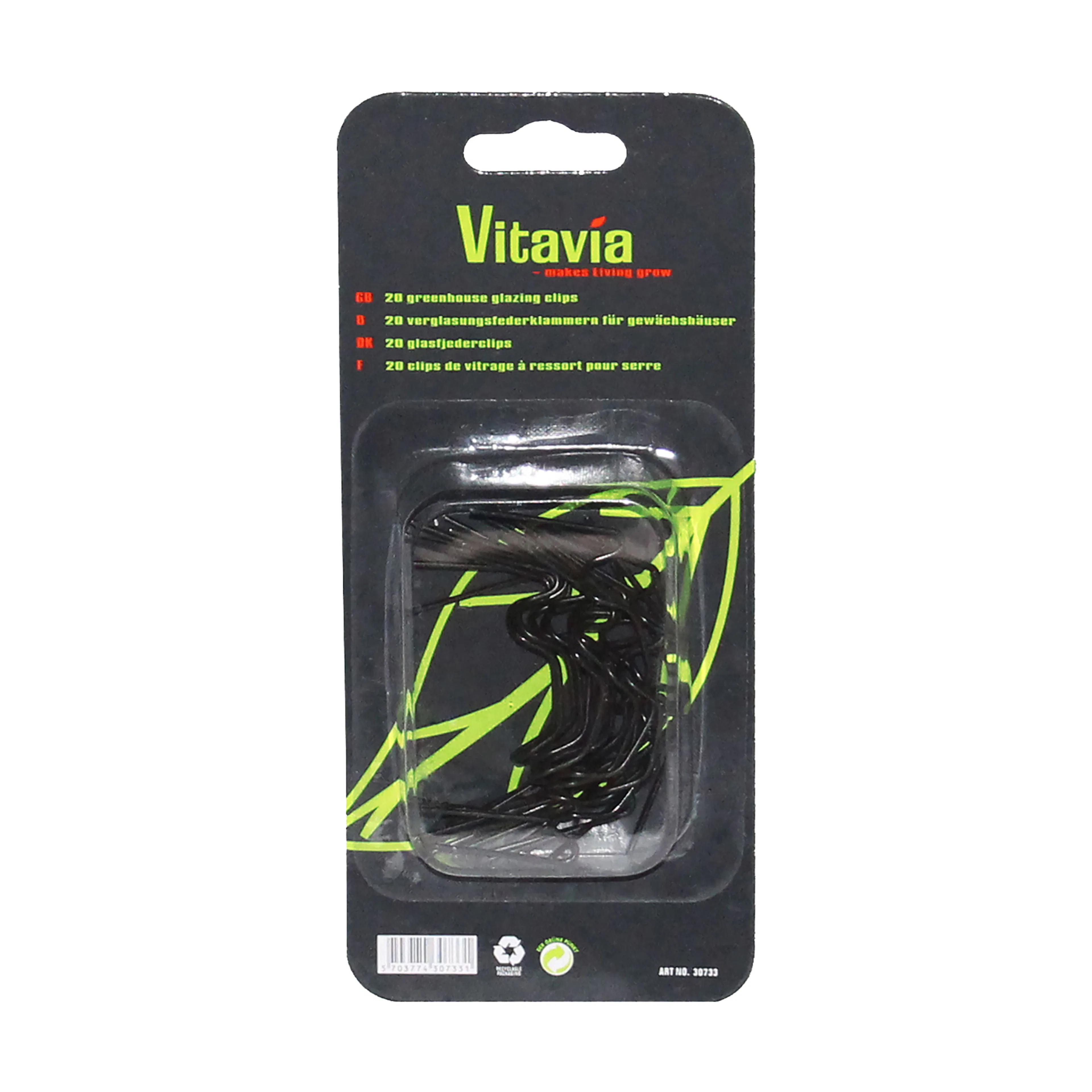 Glassclips Vitavia Sort 20 stk