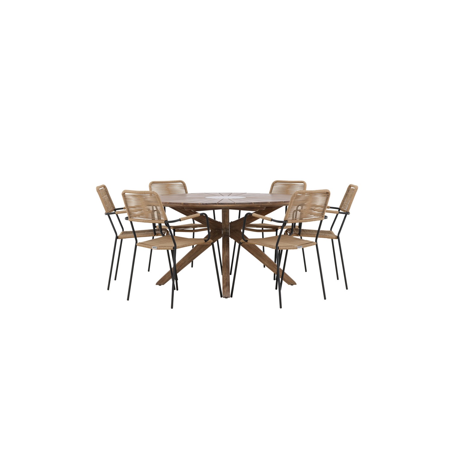 Hagegruppe Venture Home Rosario med 6 Lindos Lenestoler