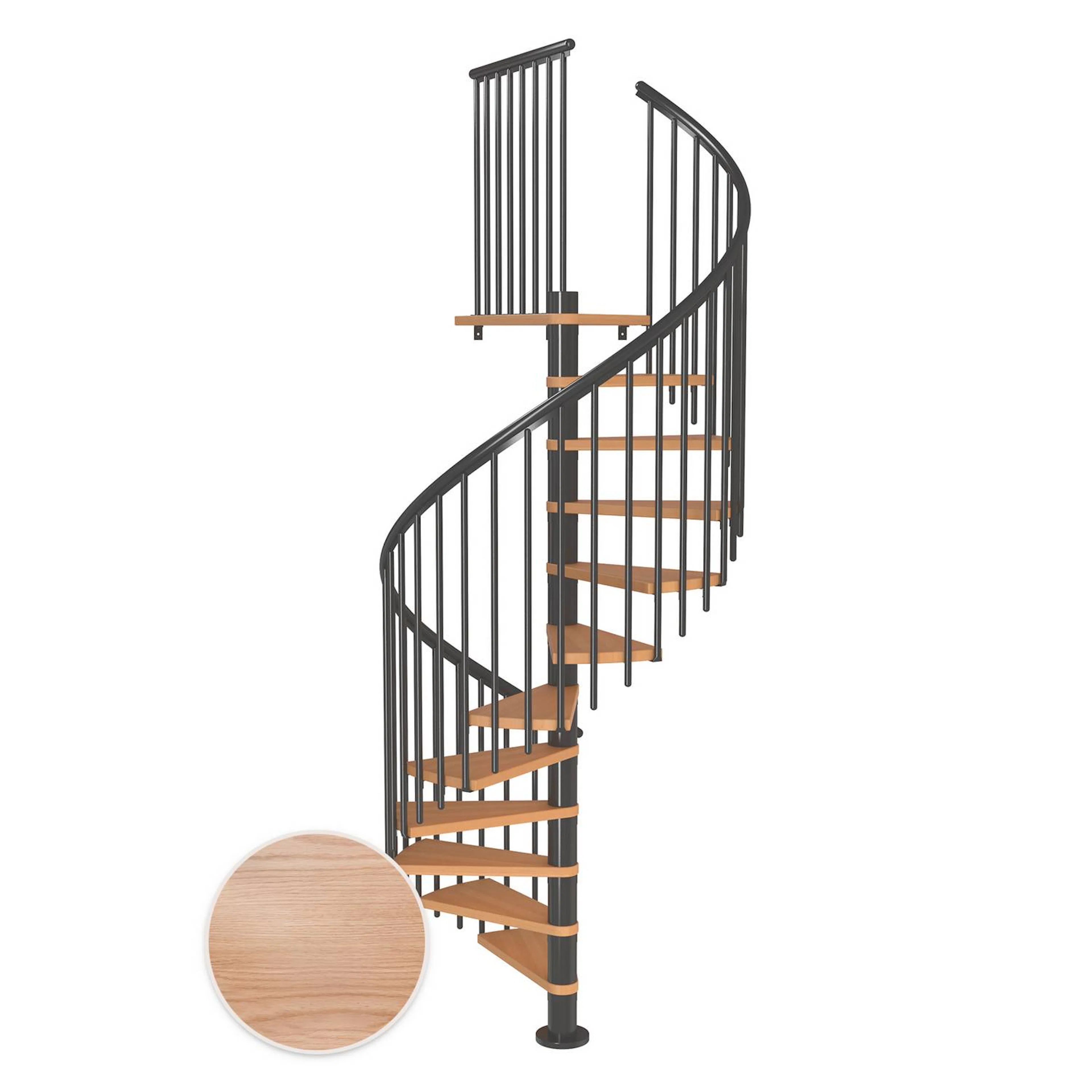 MONTREAL ek multiplex antracit CLASSIC4 11T Ø140 Antrasitt, D: 1400 mm, Høyde gulv til gulv: 2460-2820 mm, 11+1 trinn