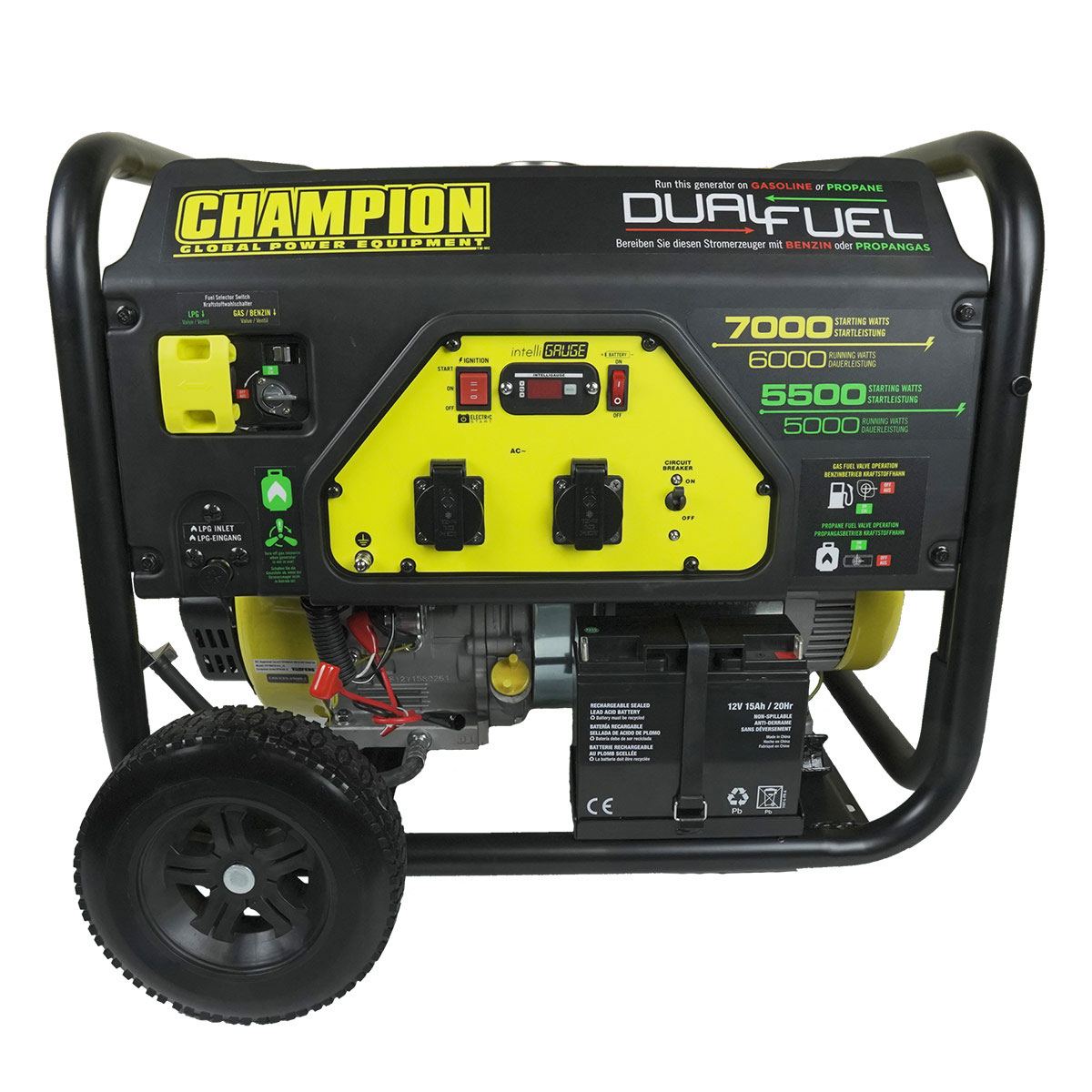 Strømaggregat Champion Generators CPG7500E2 7kW 1-fas Dual Fuel