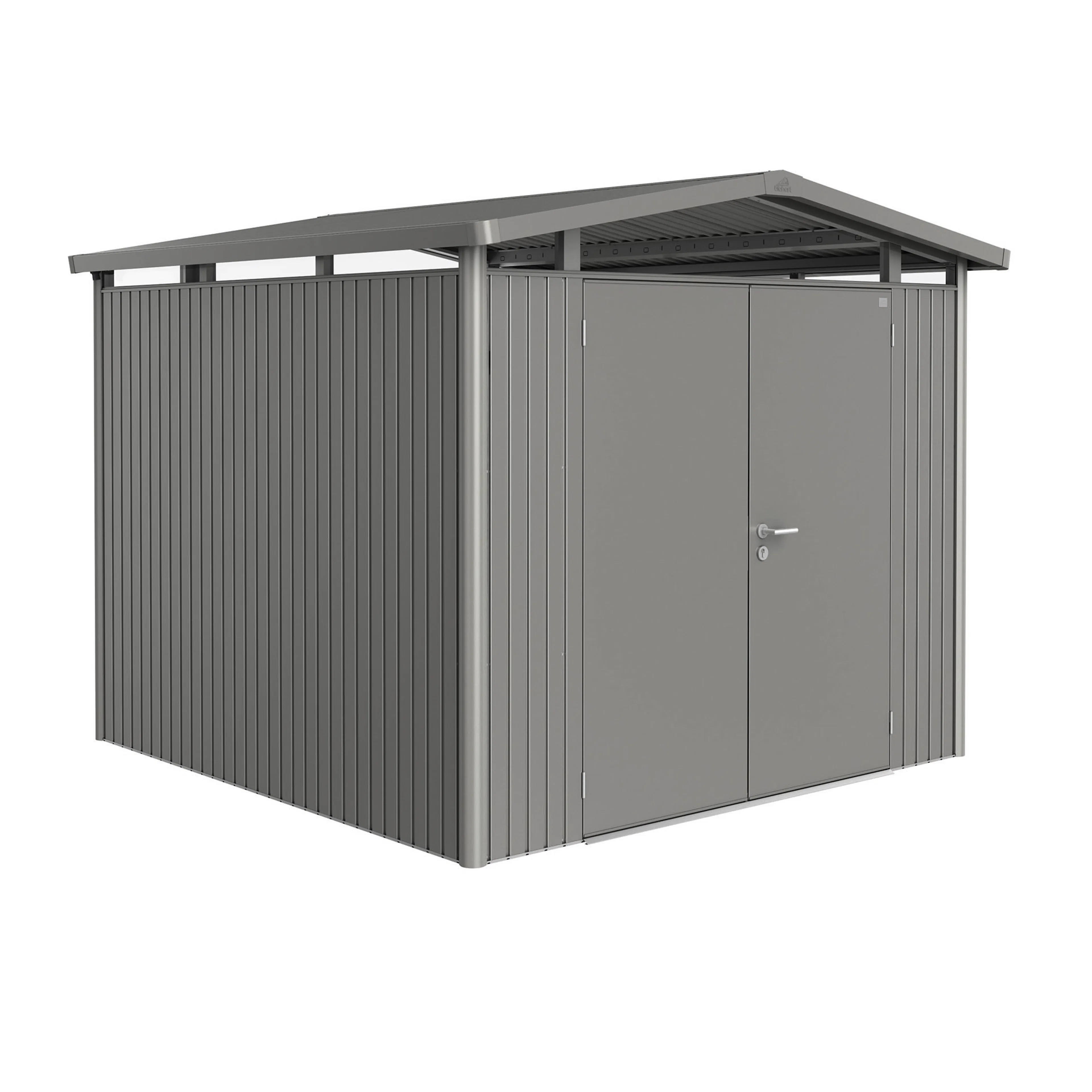 Garden shed Panorama size P4 metallic quartz grey with doubl Kvartsgrå Metallic