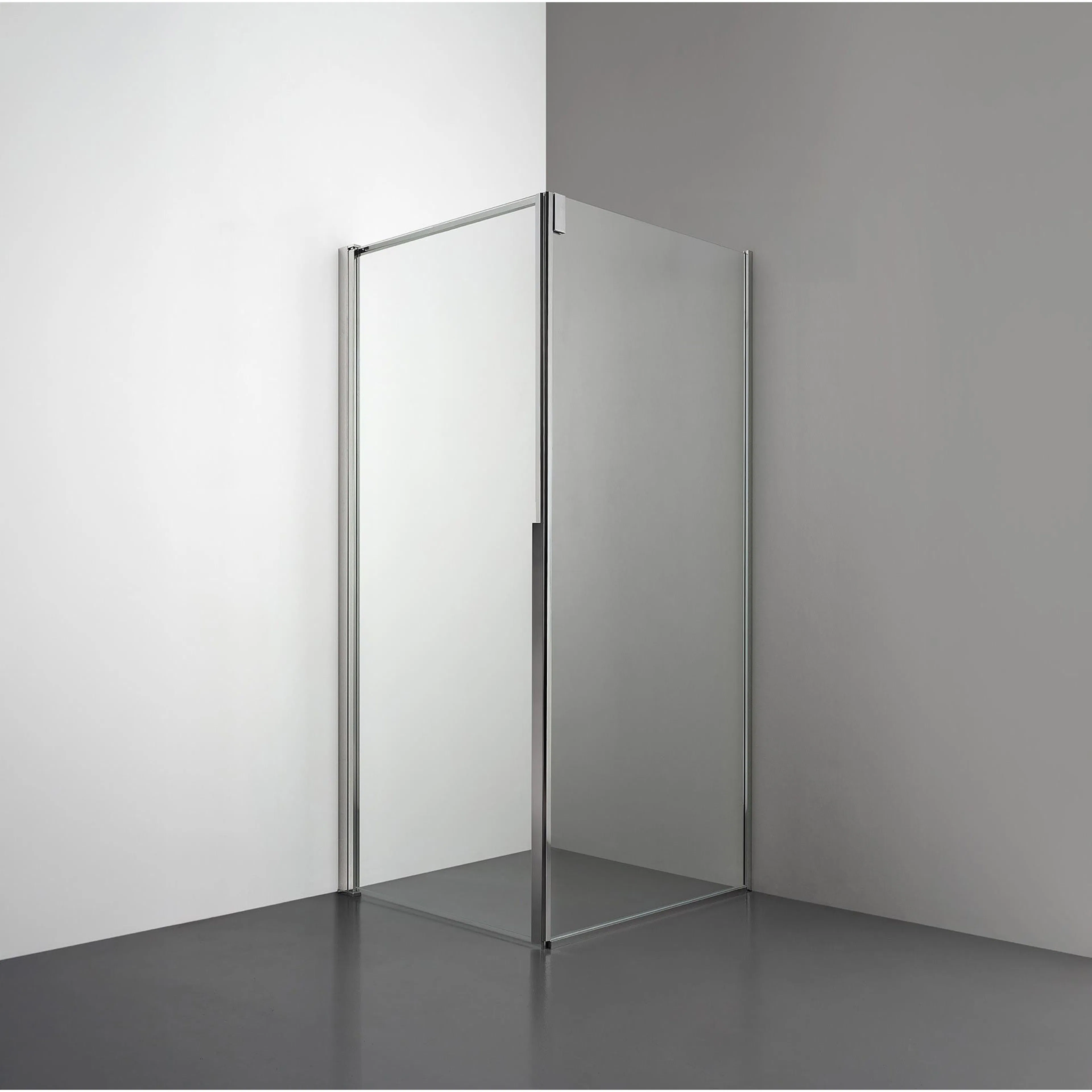 Duschhörn Rooh R3 Dörr+Vägg D800xW800, Klarglas, Polerad Aluminium, Vänster