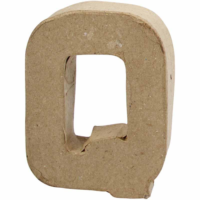 Pappbokstav, Q, H: 10 cm, B: 7,8 cm, tjocklek 1,7 cm, 1 st. Q