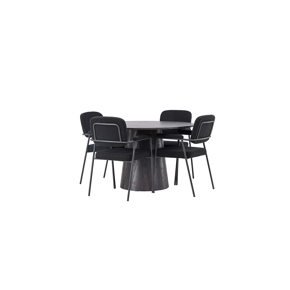 Spisegruppe Venture Home Lanzo Ø120 cm med 4 stk Yesterday Stoler