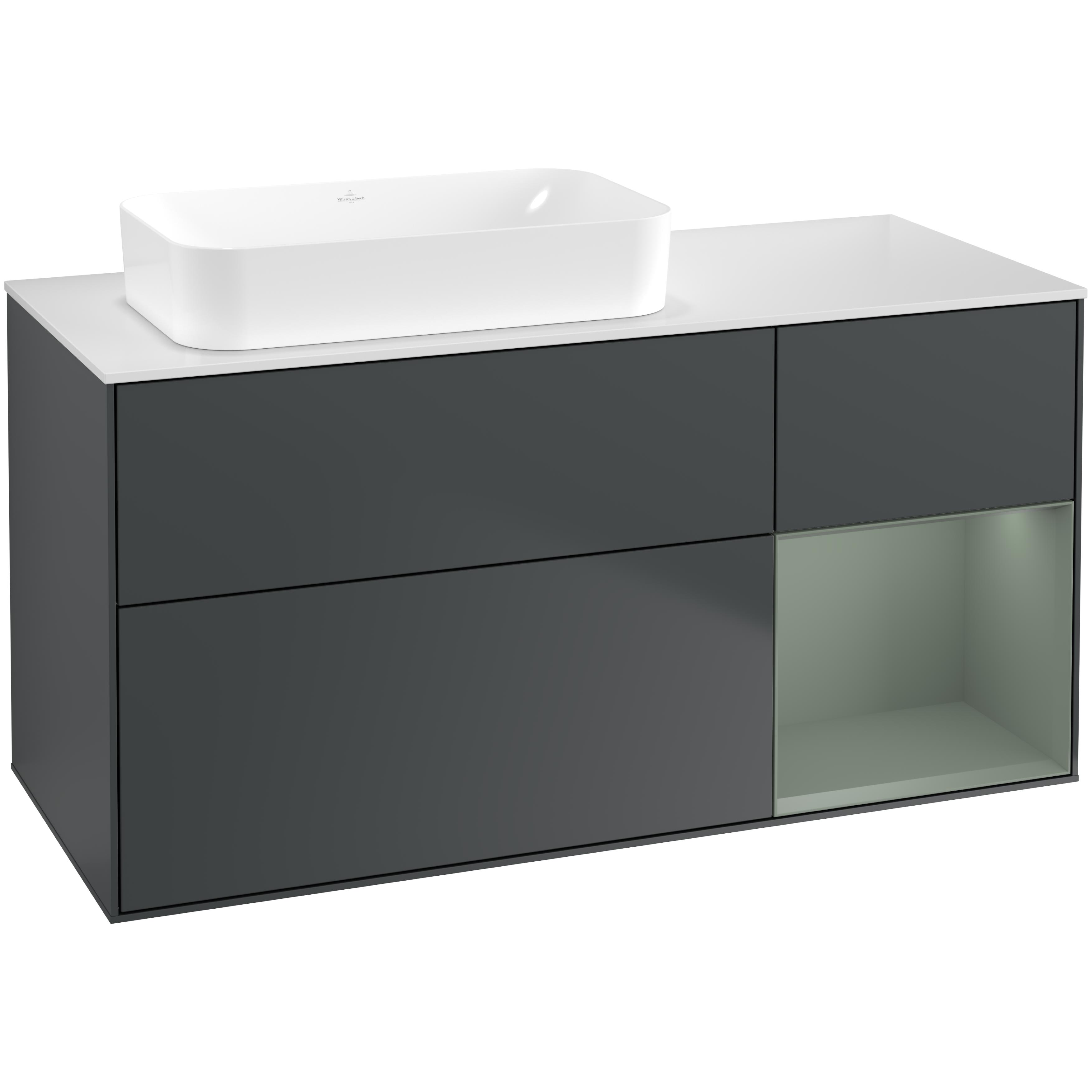 Tvättställsskåp Villeroy & Boch Finion med 3 Lådor Hylla och Bänkskiva för Ocentrerat Fristående Tvättställ