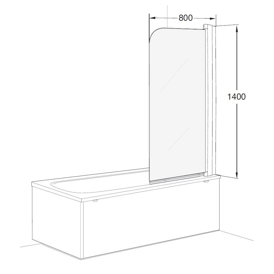 Badkarsvägg Contura Shower Space SPXK Matt Aluminium BxH:800x1400