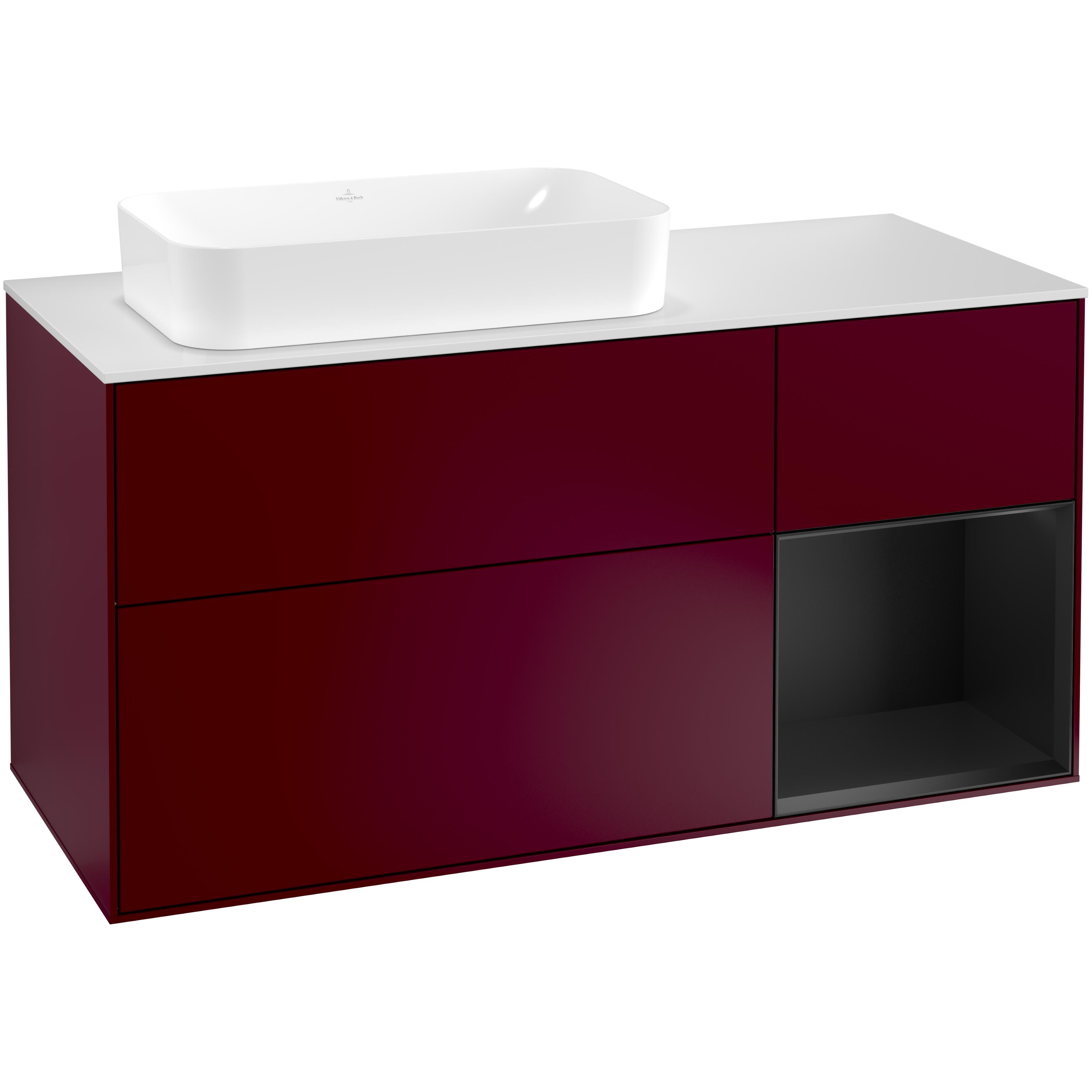 Tvättställsskåp Villeroy & Boch Finion med 3 Lådor Hylla och Bänkskiva för Ocentrerat Fristående Tvättställ