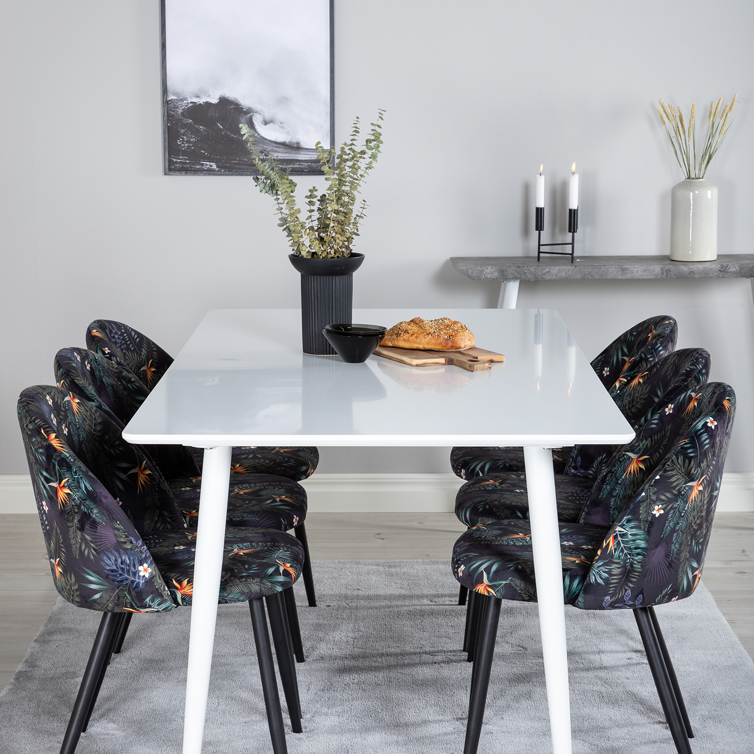 Spisegruppe Venture Home Pobbie med 6 Valentina Stoler Polyester