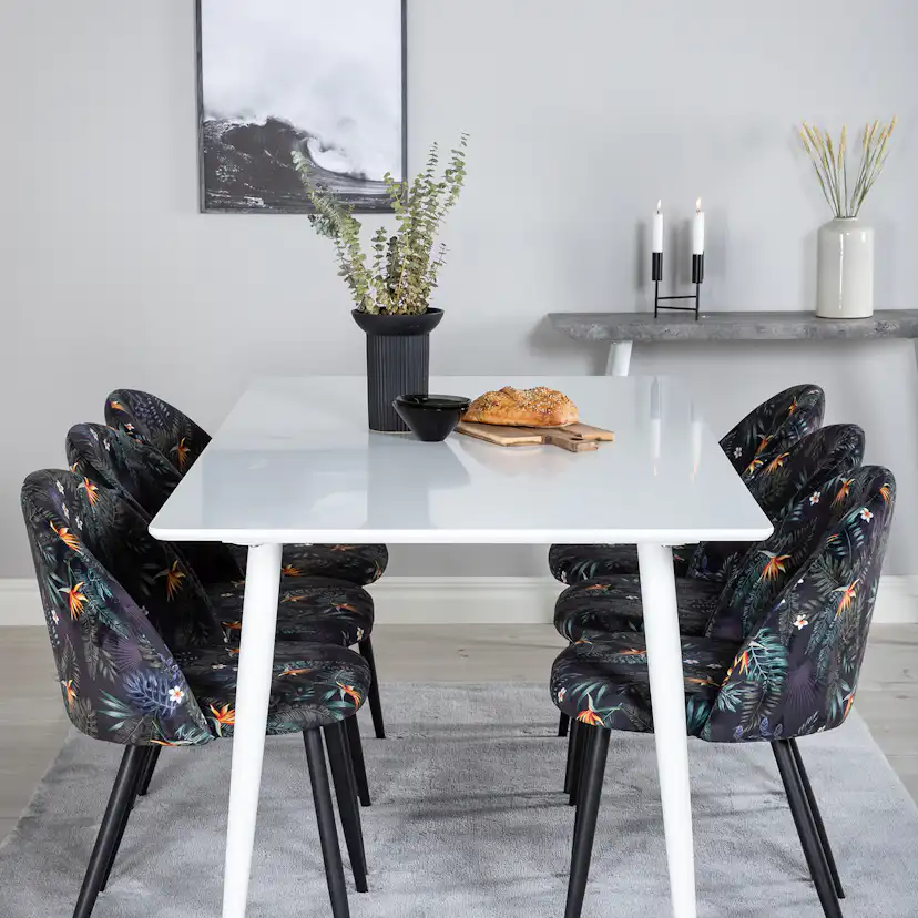 Spisegruppe Venture Home Pobbie med 6 Valentina Stoler Polyester