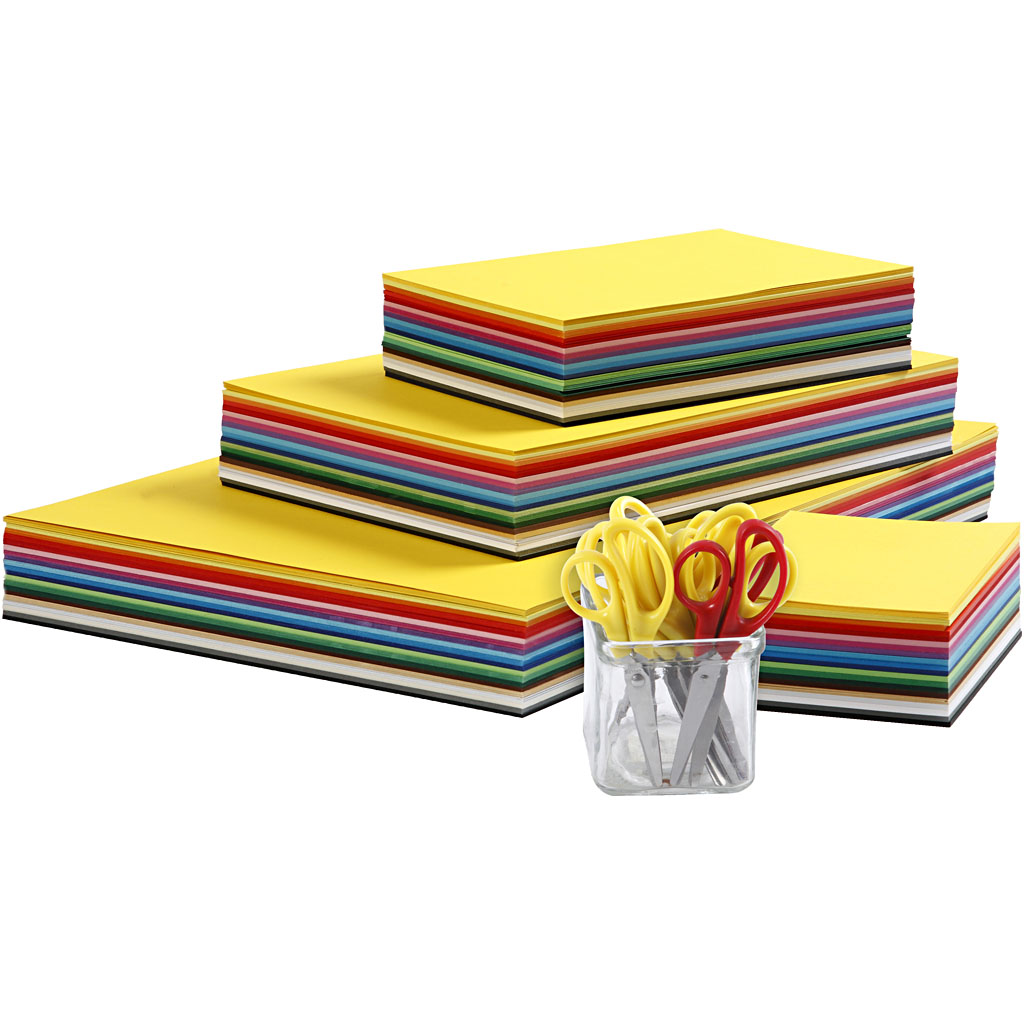 Kreativ Kartong Creativ Company og Barnesakser Ass Farger A3 A4 A5 A6 180 g 1 Sett
