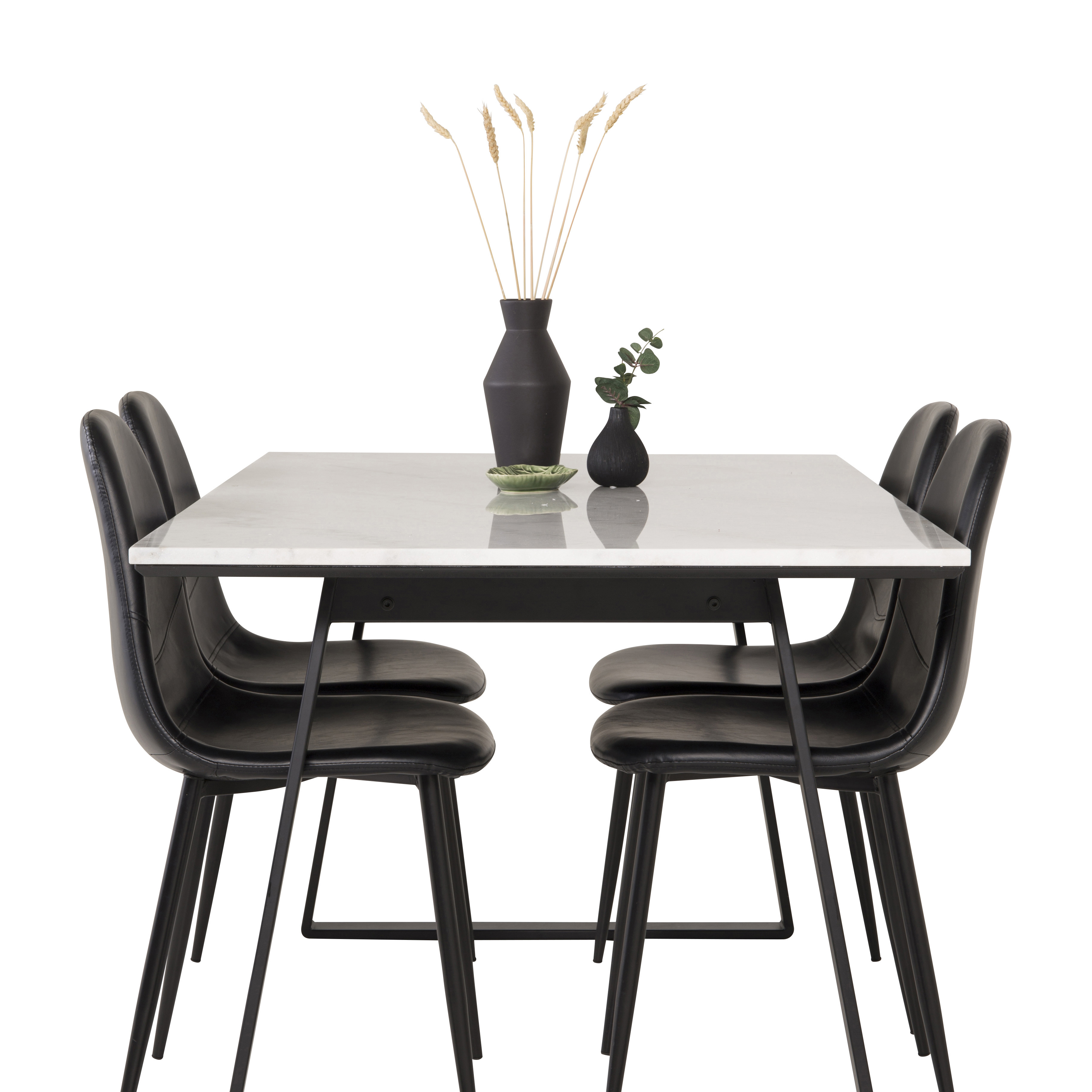 Spisegruppe Venture Home Estelle 140 med 4 Pobbie Stoler Lær