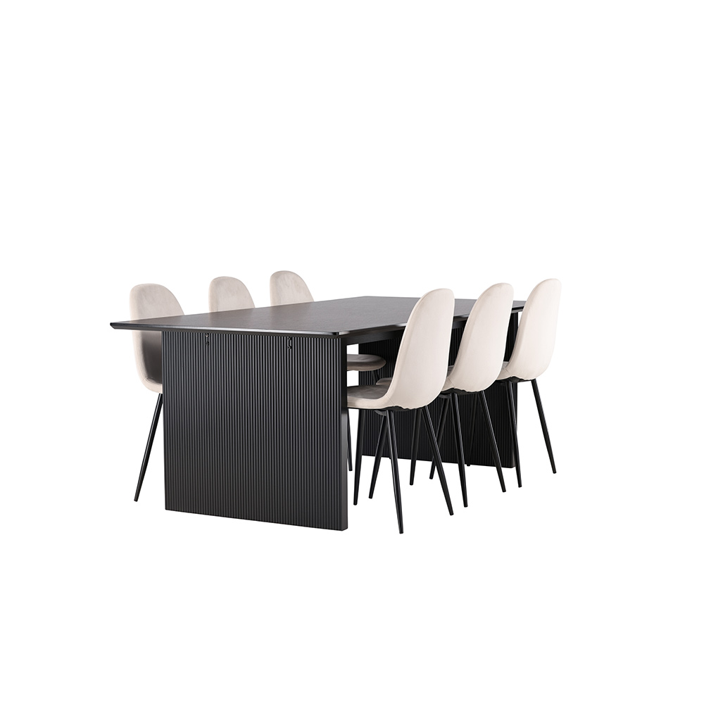 Spisegruppe Venture Home Vail med 6 Polar Stoler Fløyel