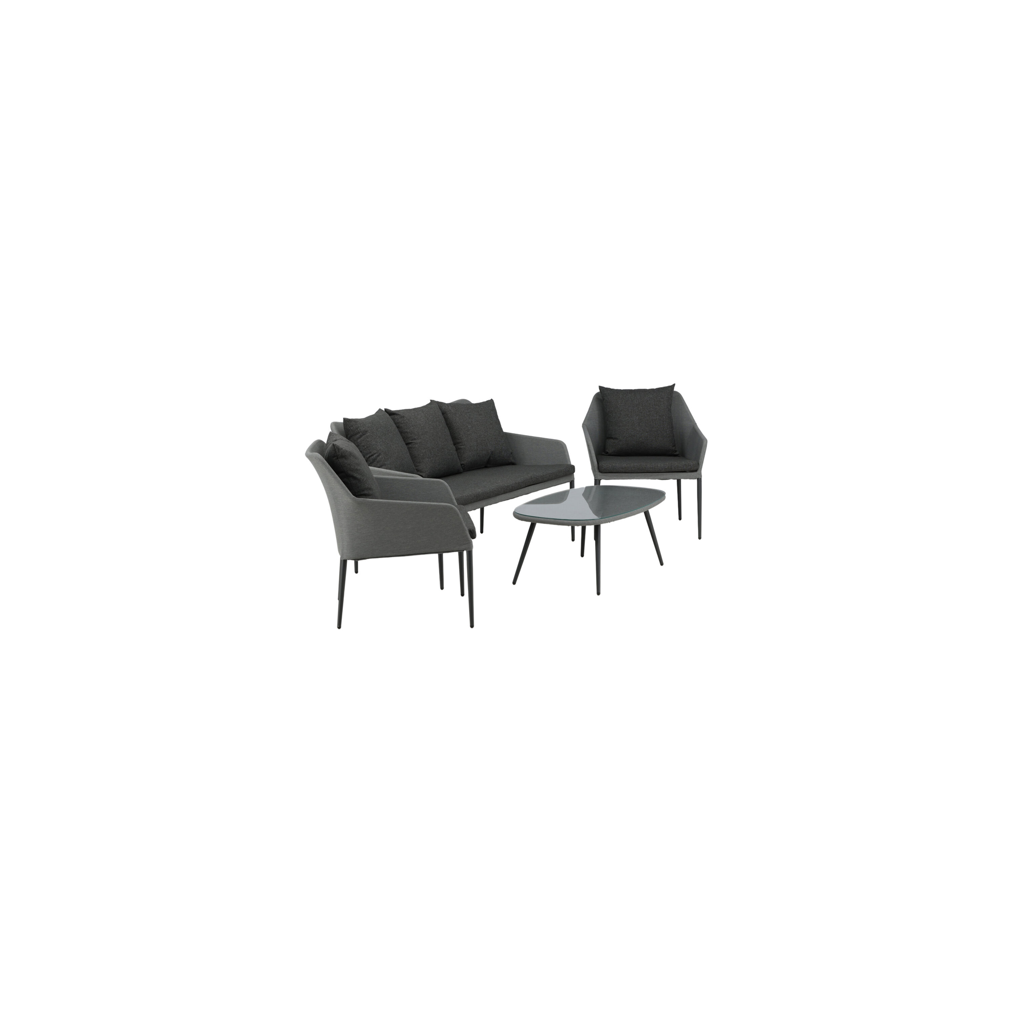 Spoga, Sofa Set, Black, Grey Sort