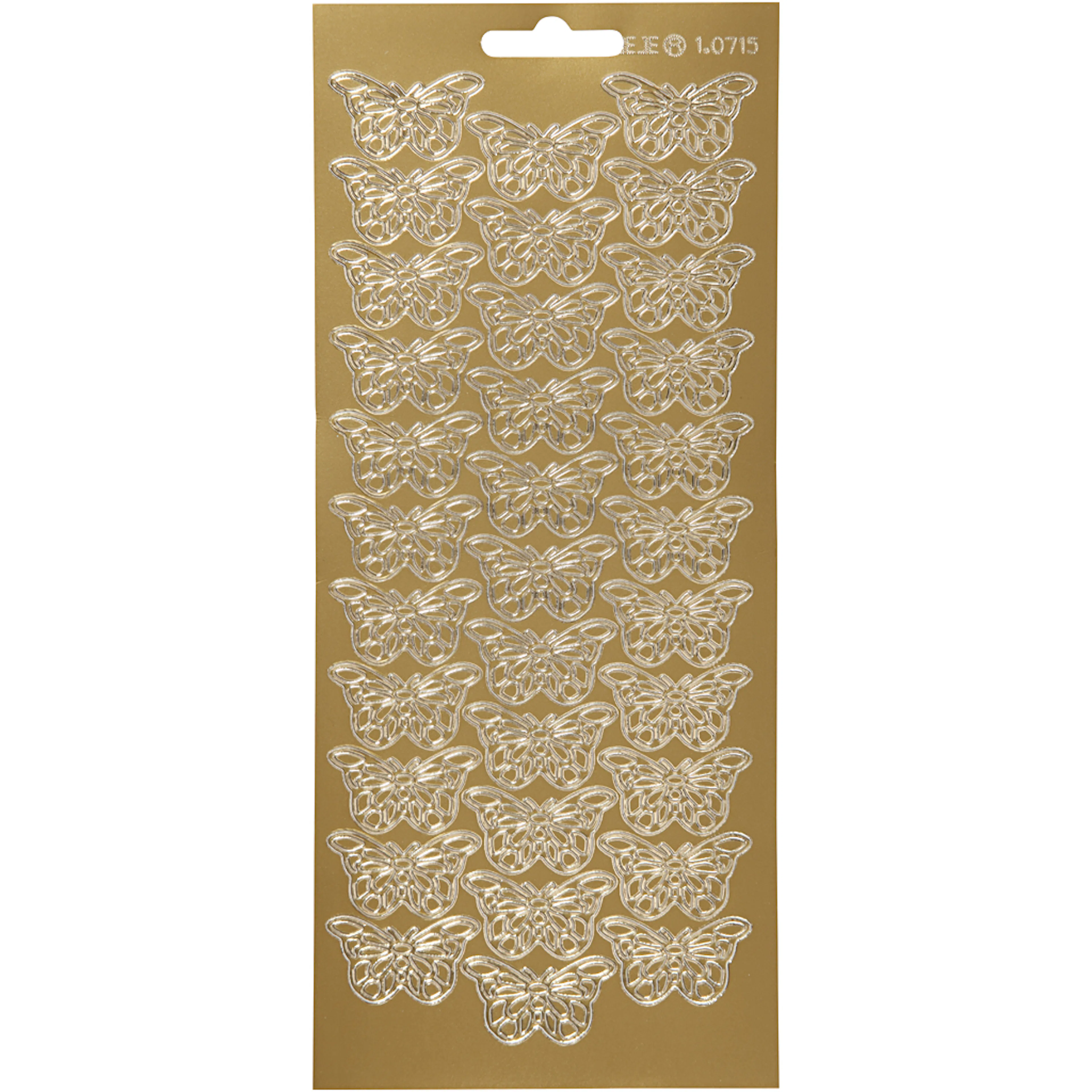 Stickers, guld, fjärilar, 10x23 cm, 1 ark Guld