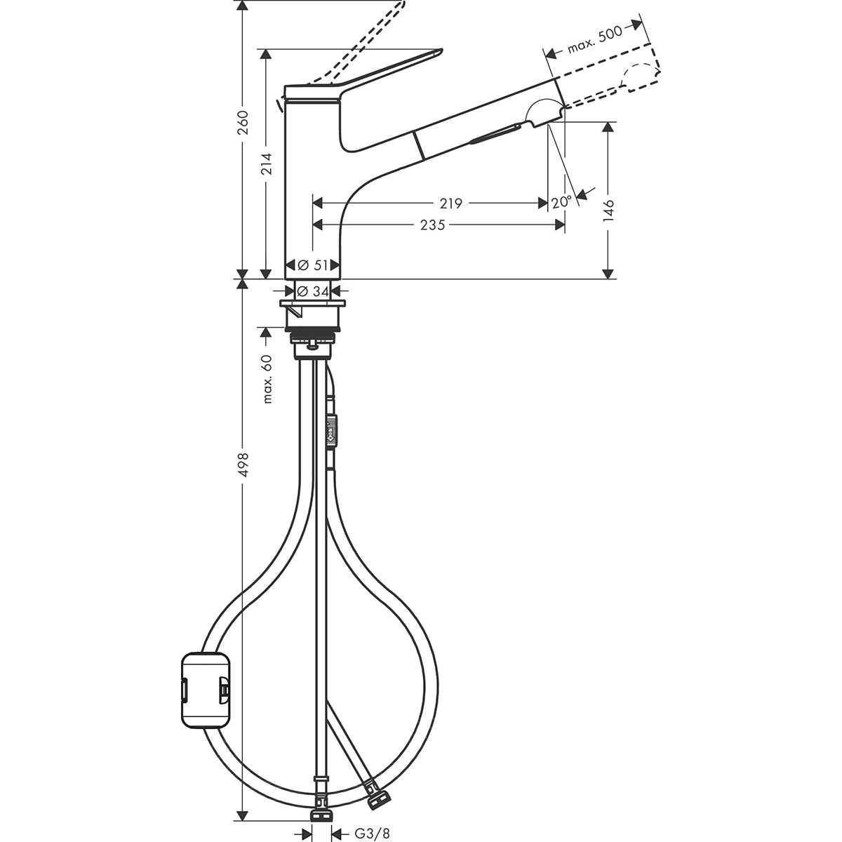 Kjøkkenbatteri Hansgrohe Zesis M33 150 2jet Rustfri