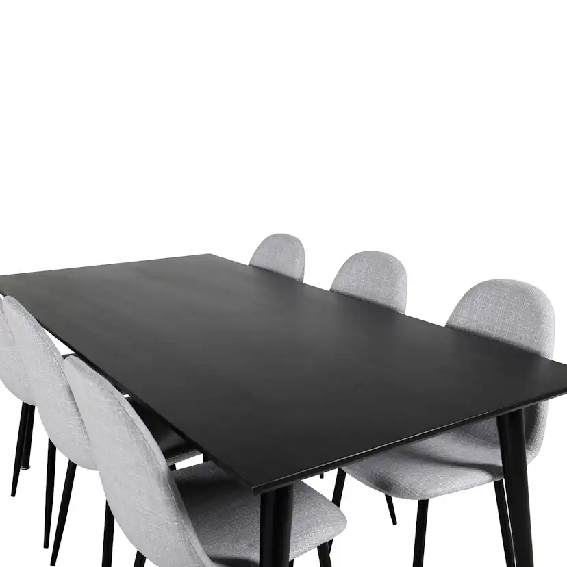 Dipp Dining Table - 180*90cm - Black Veneer / all black legs Sort/Grå, Polyester