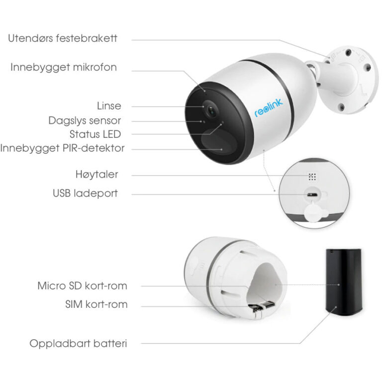 Overvåkningskamera Reolink GO Series G330 4G Utendørs Batteri
