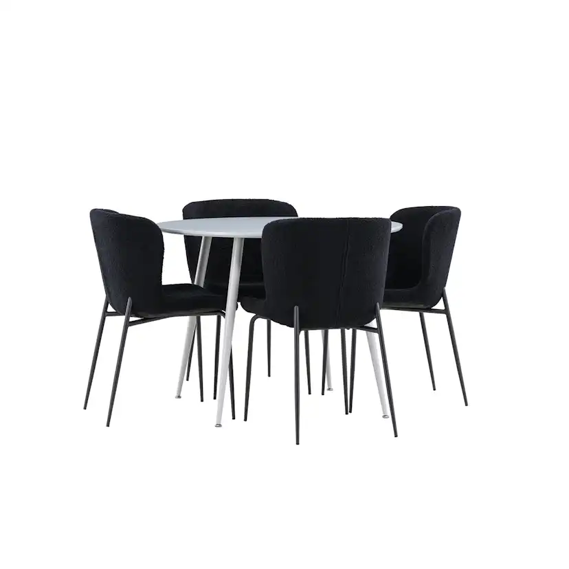 Spisegruppe Venture Home Plaza Ø100 med 4 stk Modesto Stoler