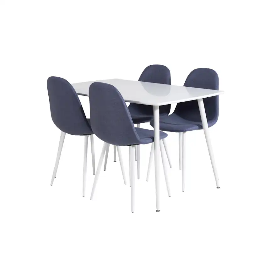 Spisegruppe Venture Home Pobbie med 4 Pobbie Stoler Hvit