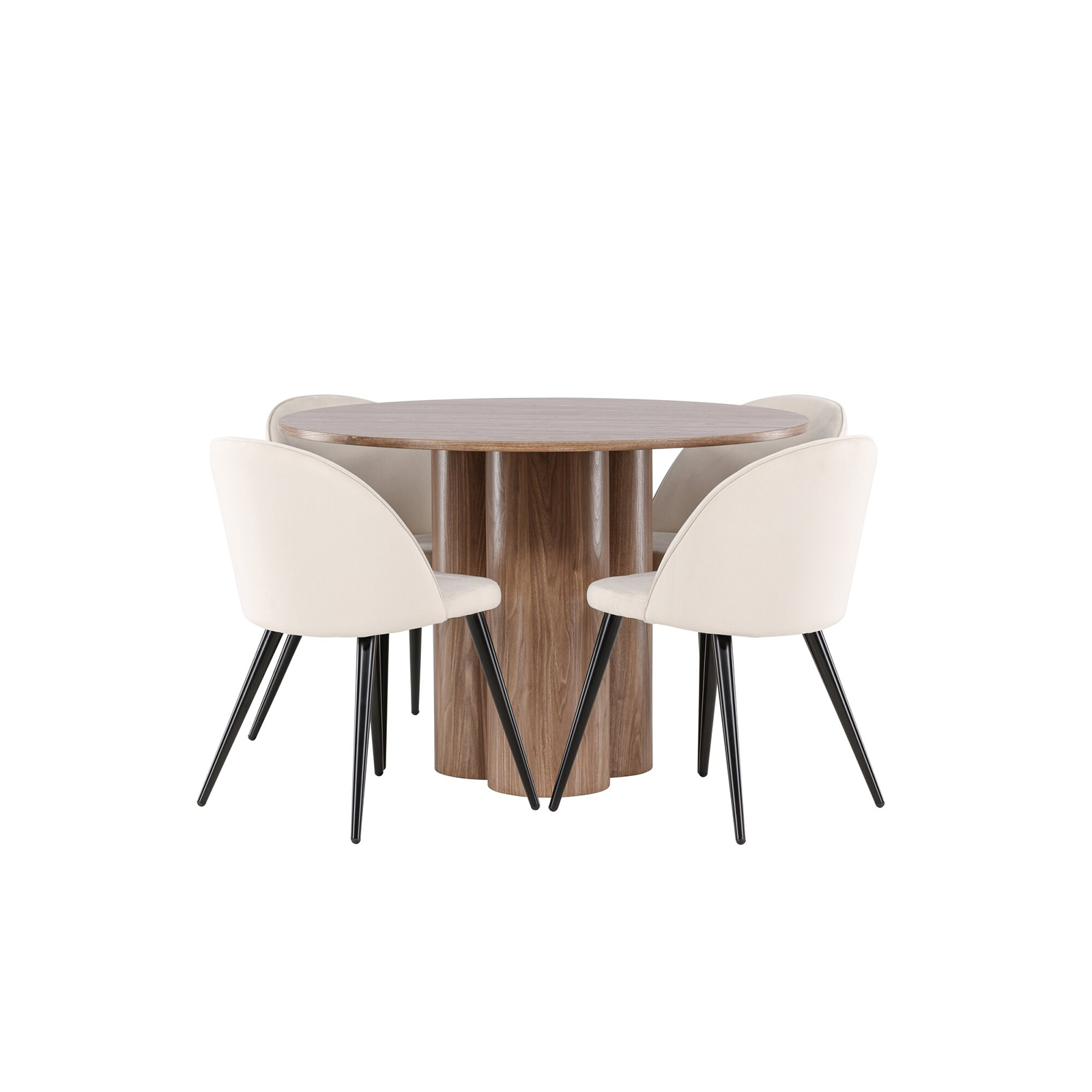 Spisegruppe Venture Home Olivia Ø110 med 4 stk Velvet Stoler