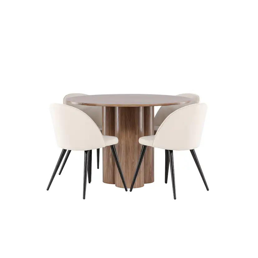 Spisegruppe Venture Home Olivia Ø110 med 4 stk Velvet Stoler
