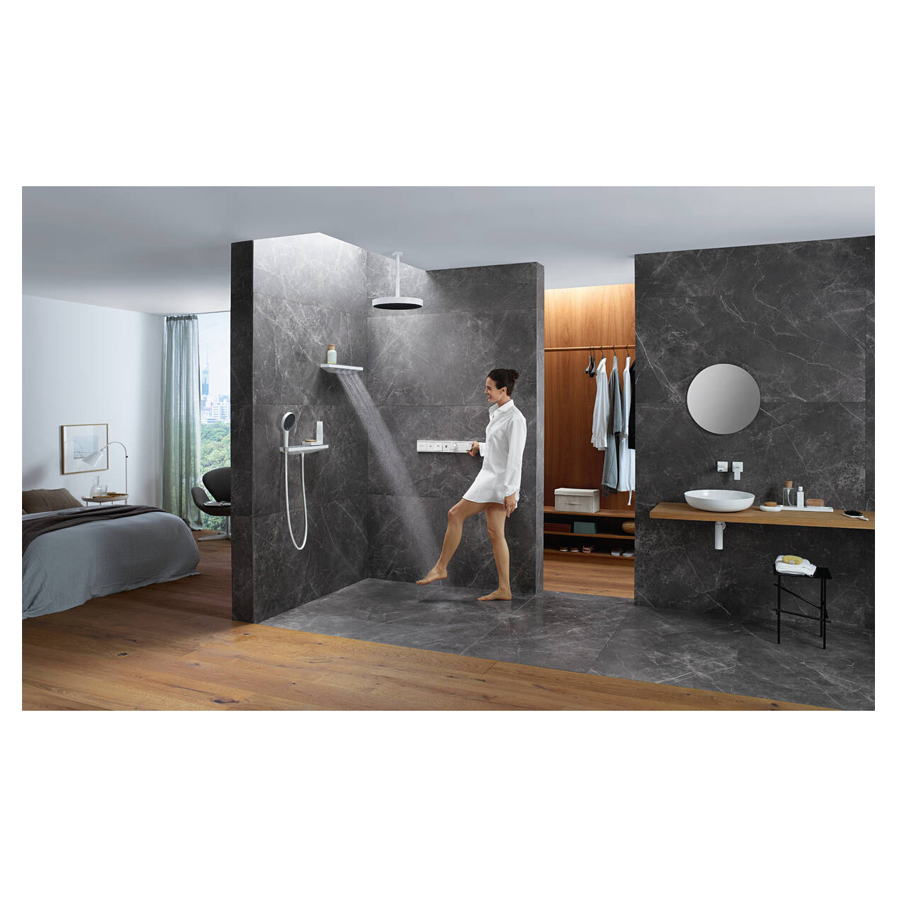 Axeldusch Hansgrohe Rainfinity 500 1jet med Hylla Krom Krom