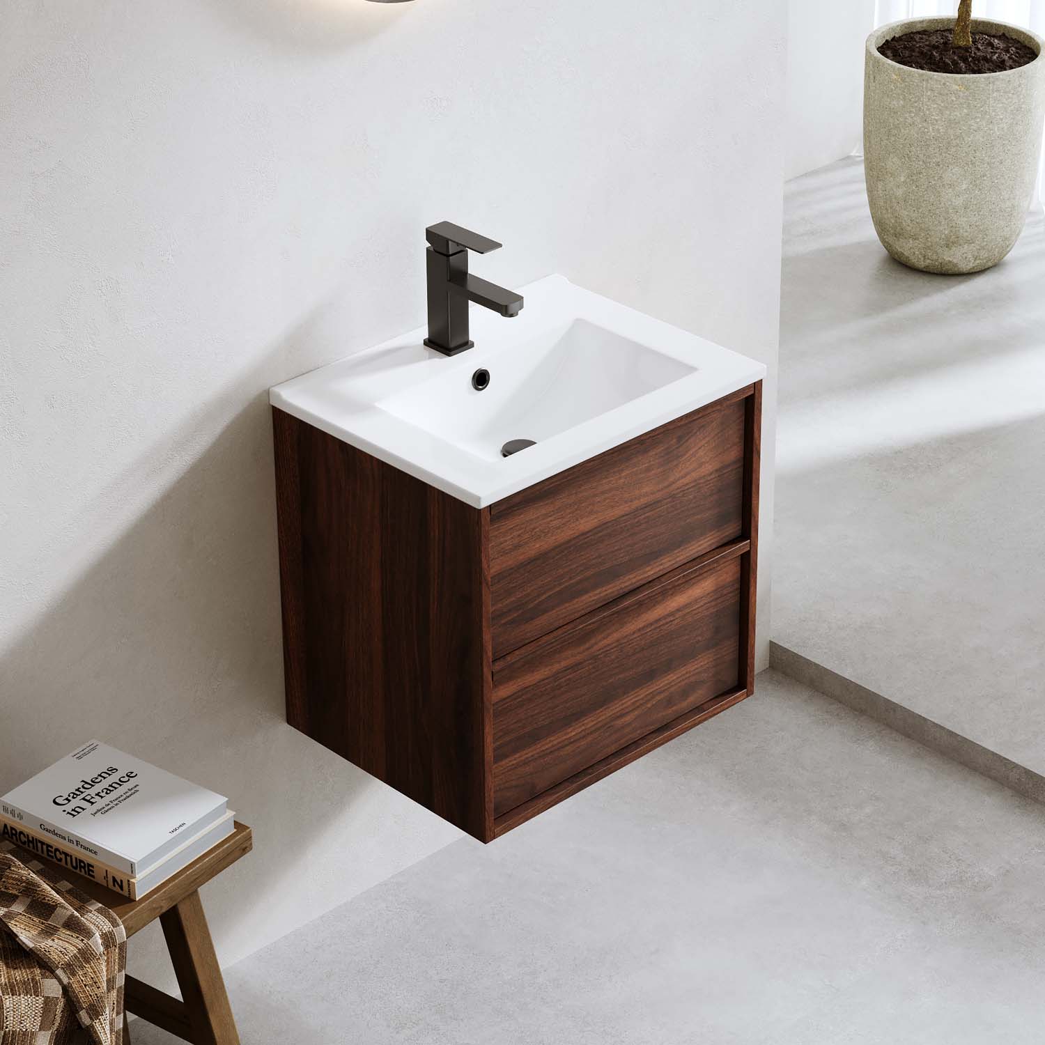 TVÄTTSTÄLLSSKÅP CHARM 500 VALNÖT MED TVÄTTSTÄLL 510 mm, Valnøtt