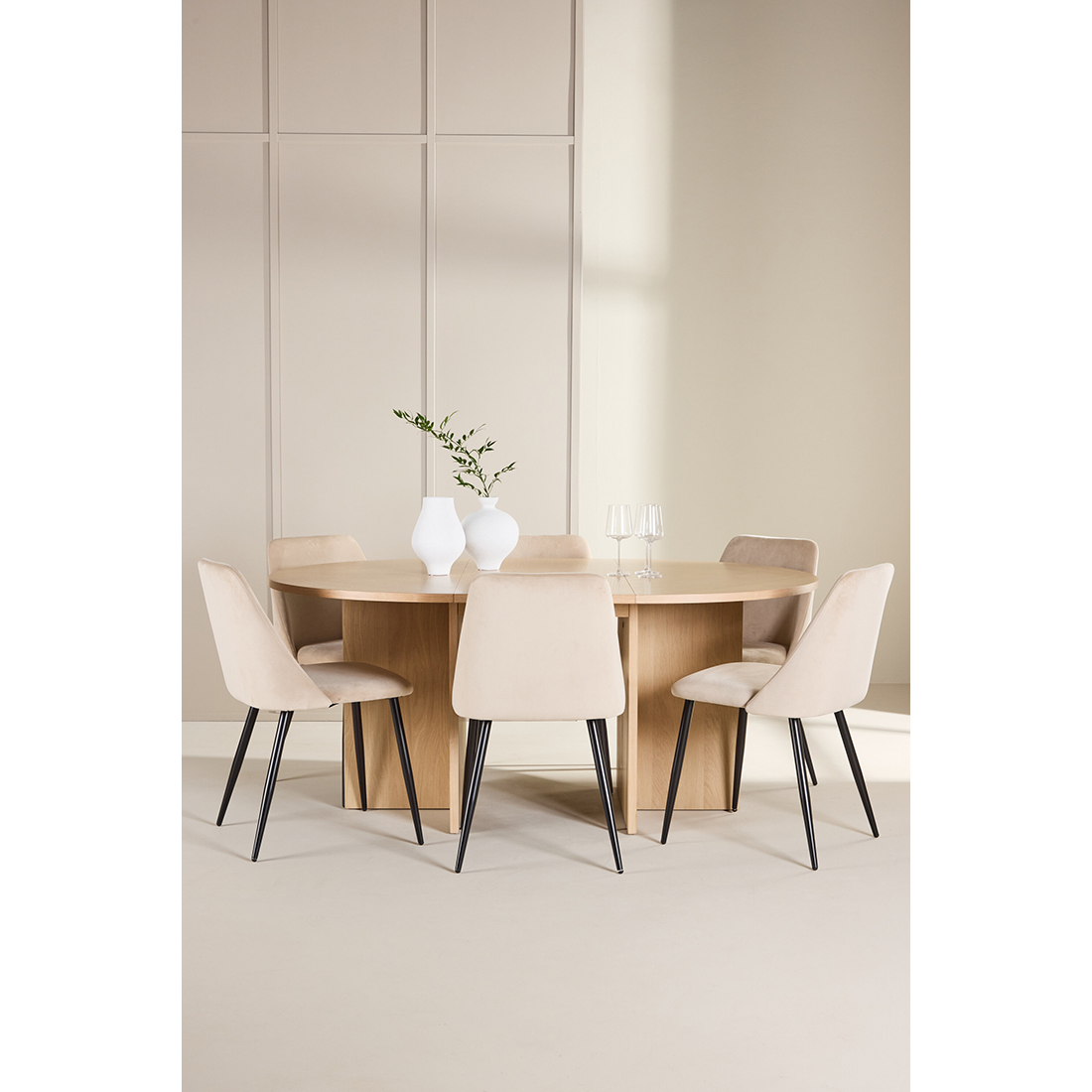Spisegruppe Venture Home Strada Ø120 cm med 6st Night Spisestoler