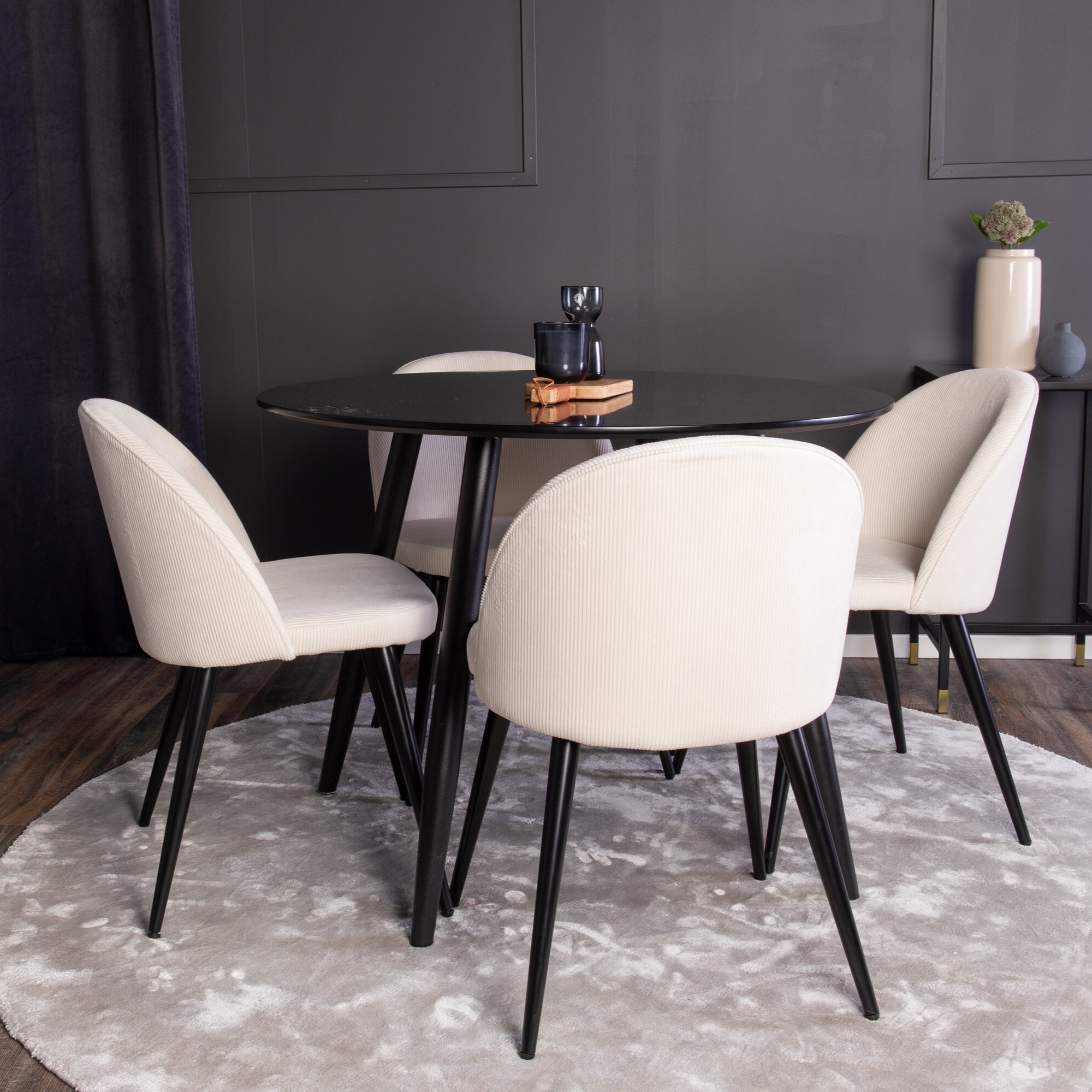 Spisegruppe Venture Home Plaza med 4stk Velvet Stoler